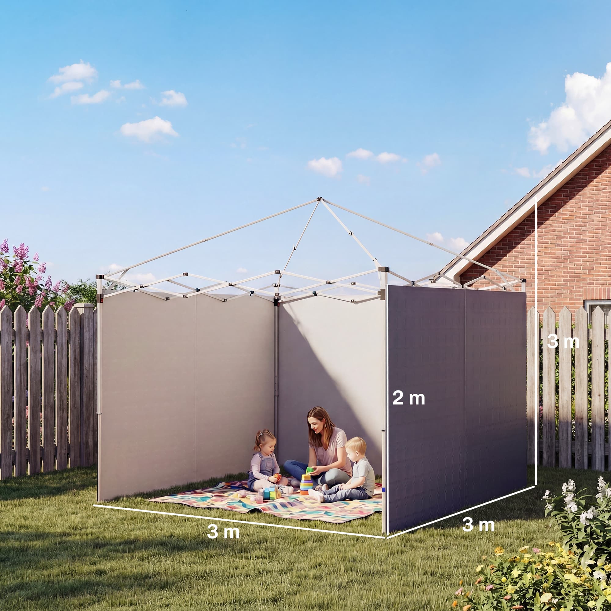 Set di 3 pannelli laterali con cerniera per padiglione 3 x 3 m, blu scuro