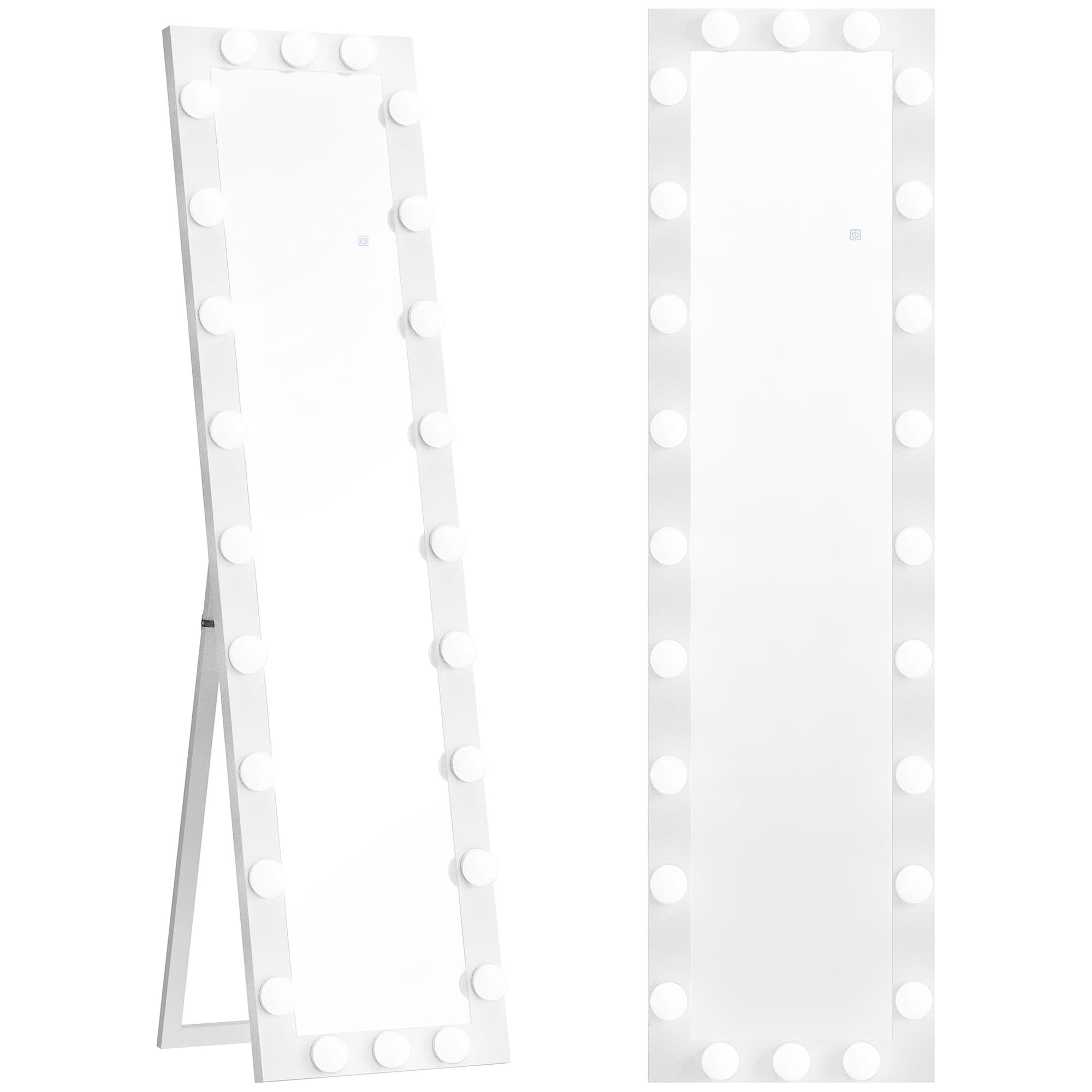 Ganzkörperspiegel 150x40 cm LED mit 24 Glühbirnen, weiß