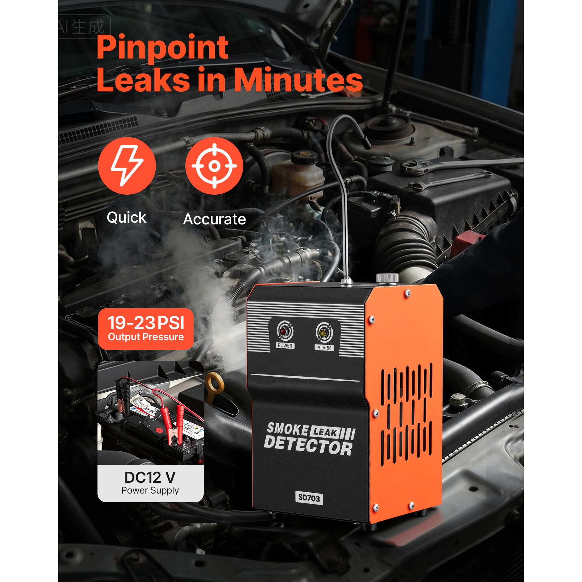 Automotive Smoke Machine Leak Detector - DC 12V EVAP Vakuumdiagnosegerät mit integrierter Luftpumpe