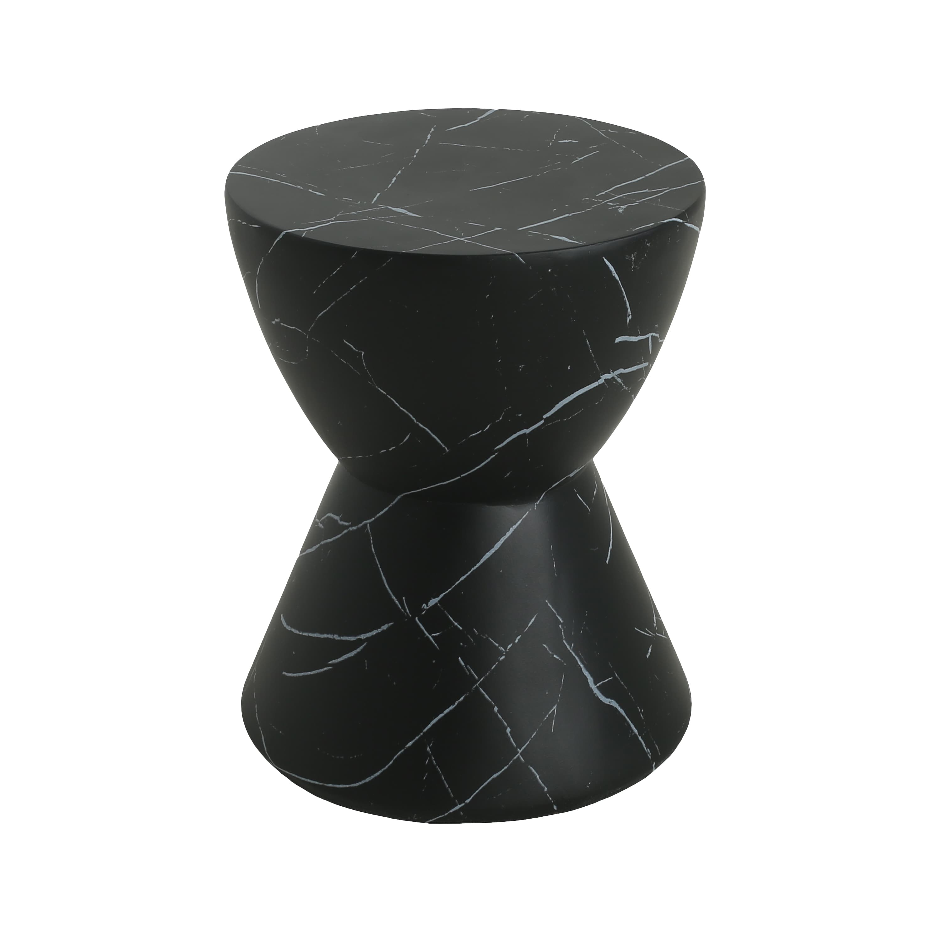 Leichter Outdoor-Beton-Seitentisch, Wohnzimmer-Akzenttisch, Schwarz-Marmor