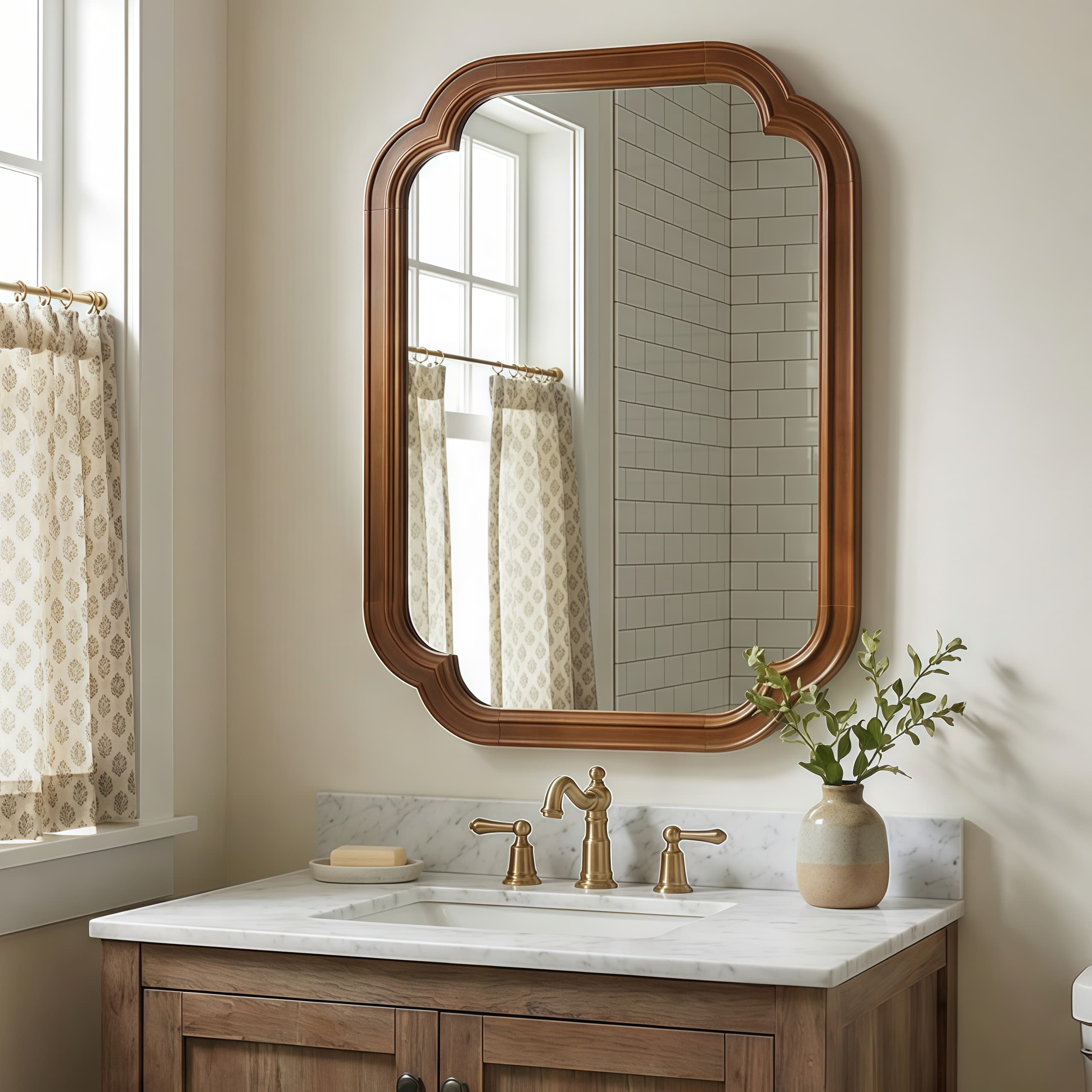 Schwarzwalnußfarbener 24 x 36 Solid Wood Frame Decorative Mirror