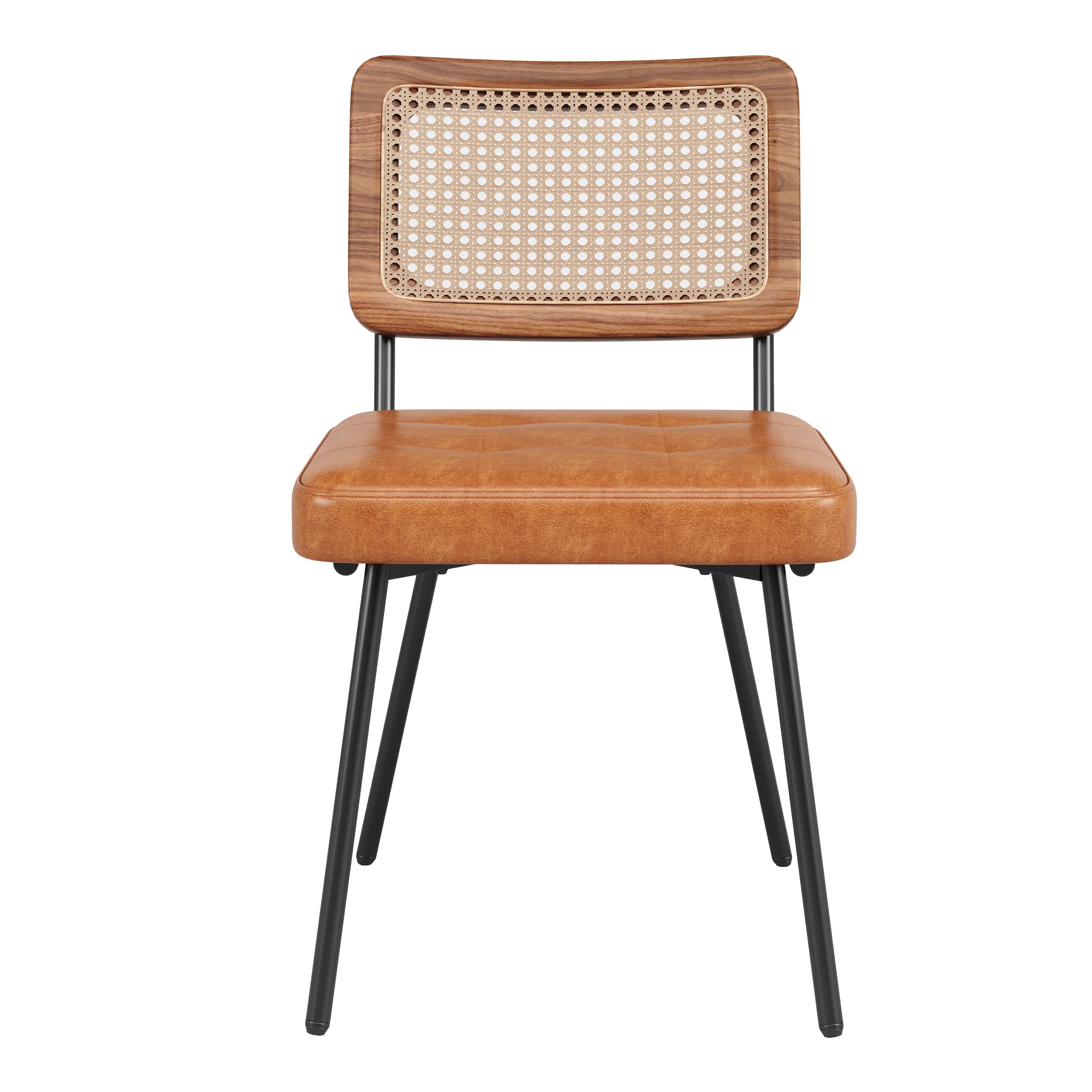 Esszimmerstuhl aus Kunstleder mit Rattan, 2er-Set