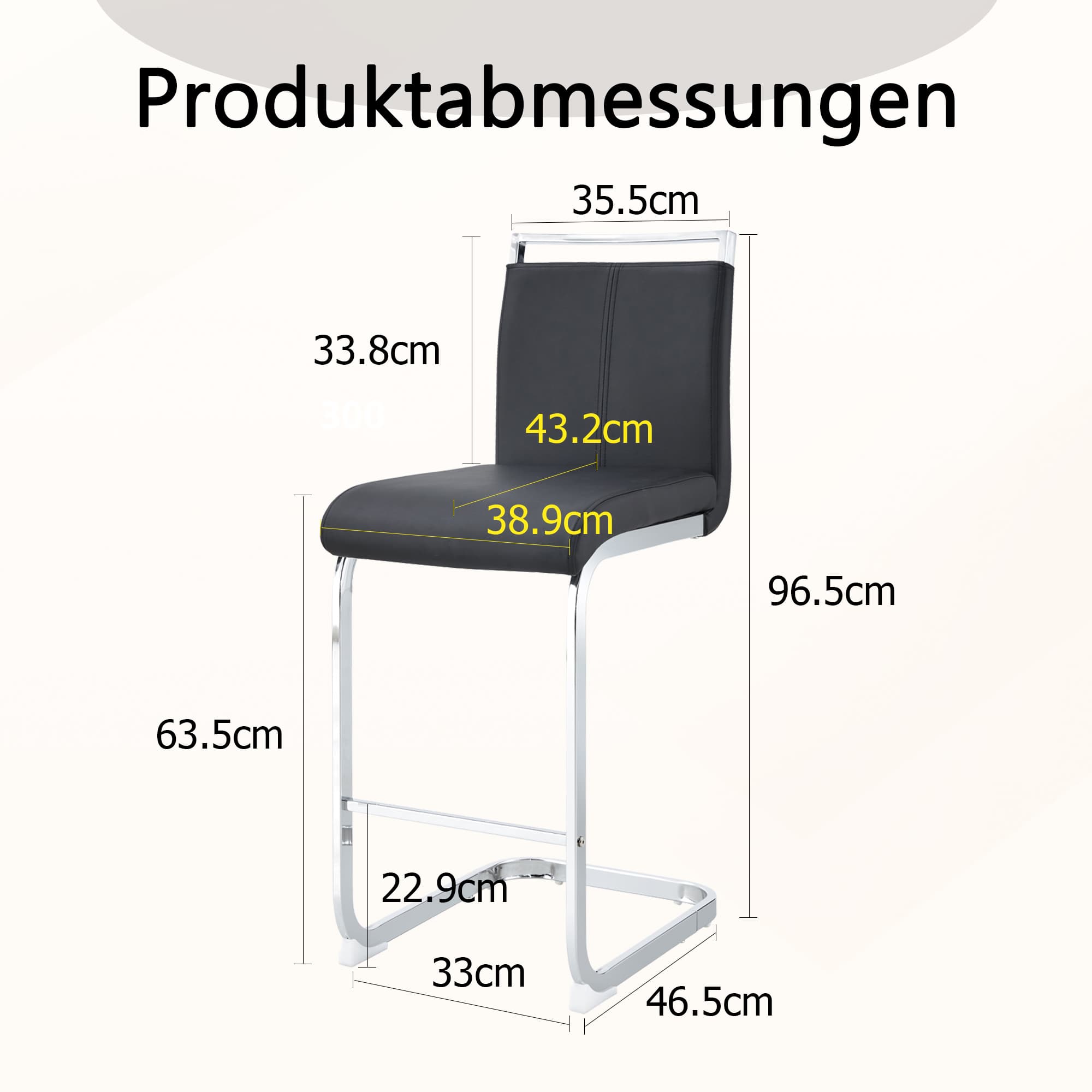Zwei schwarze Barhocker im nordischen Stil, 2er-Set