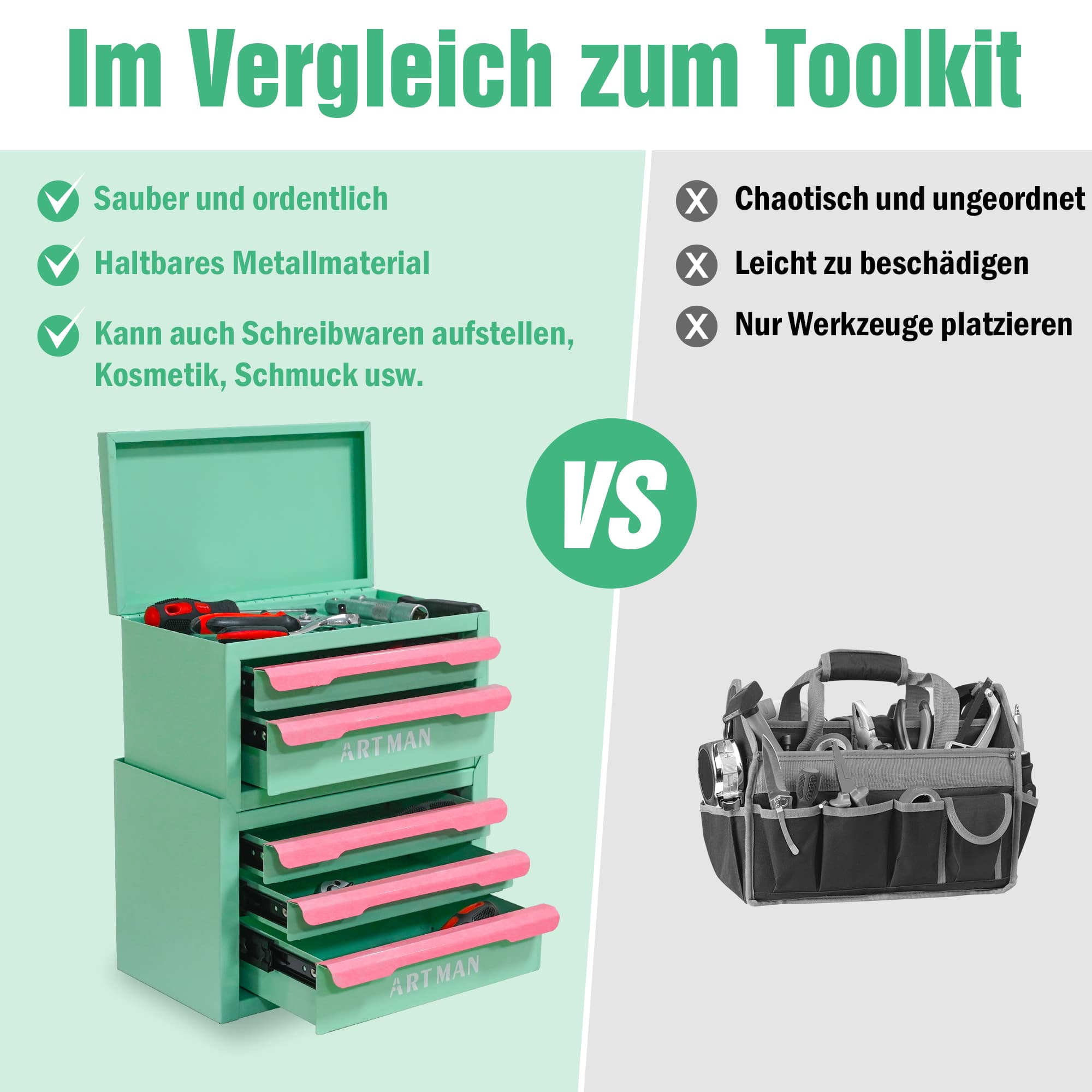 Arbeitstisch mit Ablagefach und Spiegel