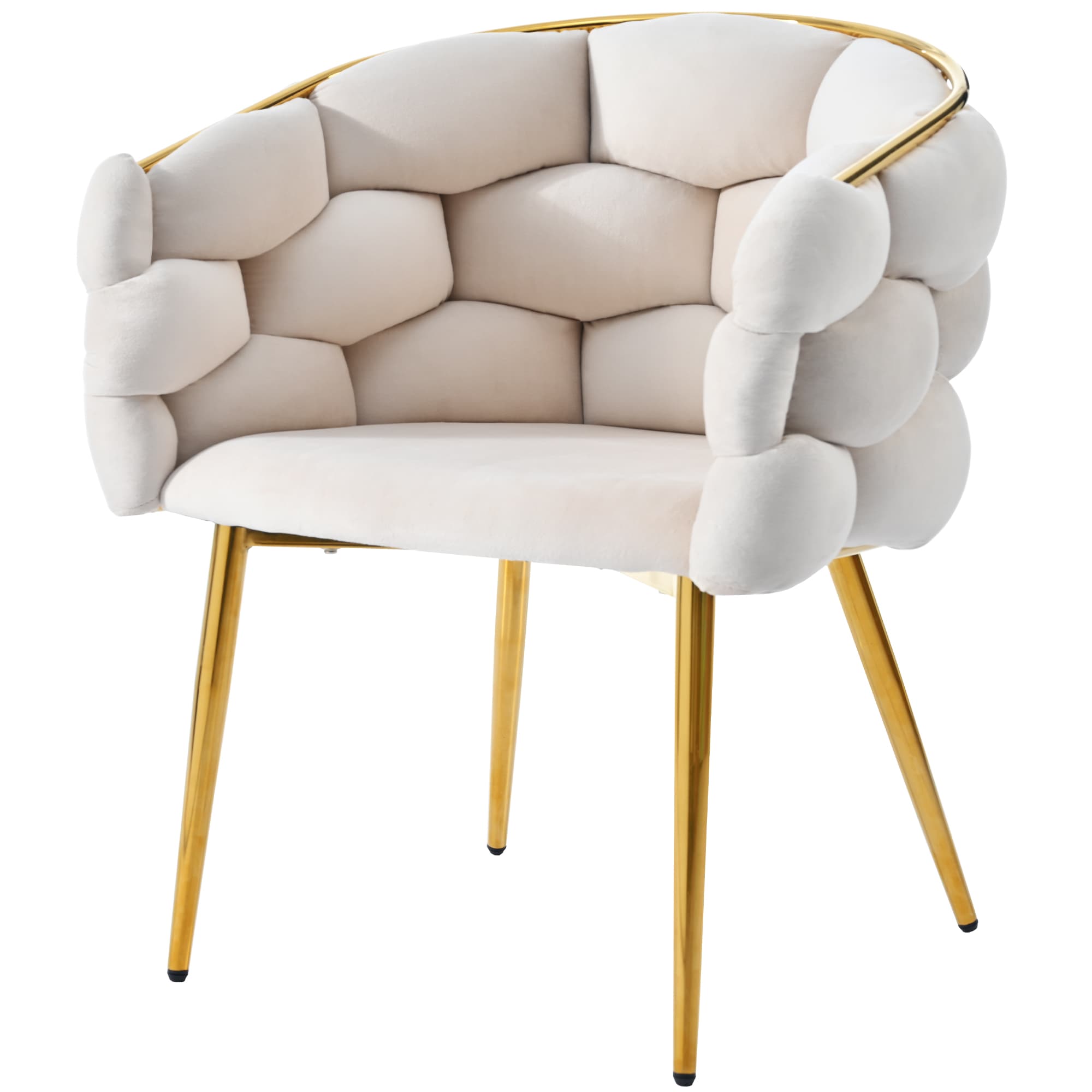 Samtsessel 6er-Set Beige vergoldete Beine