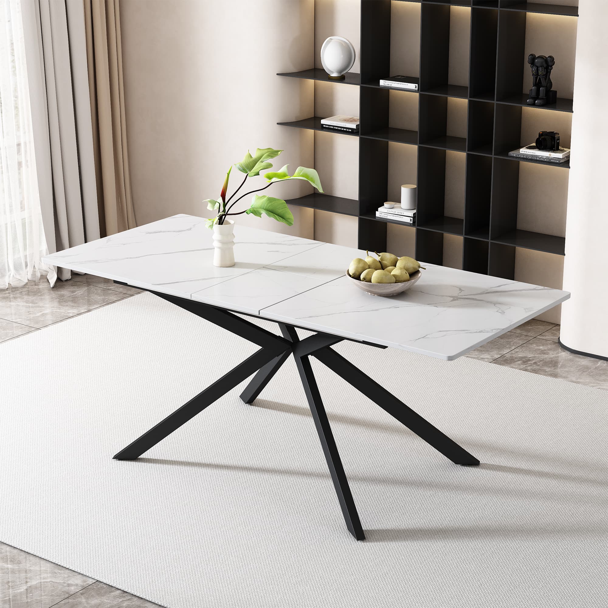 Ausziehbare Esszimmertisch rechteckig 150-180 cm Marmoroptik