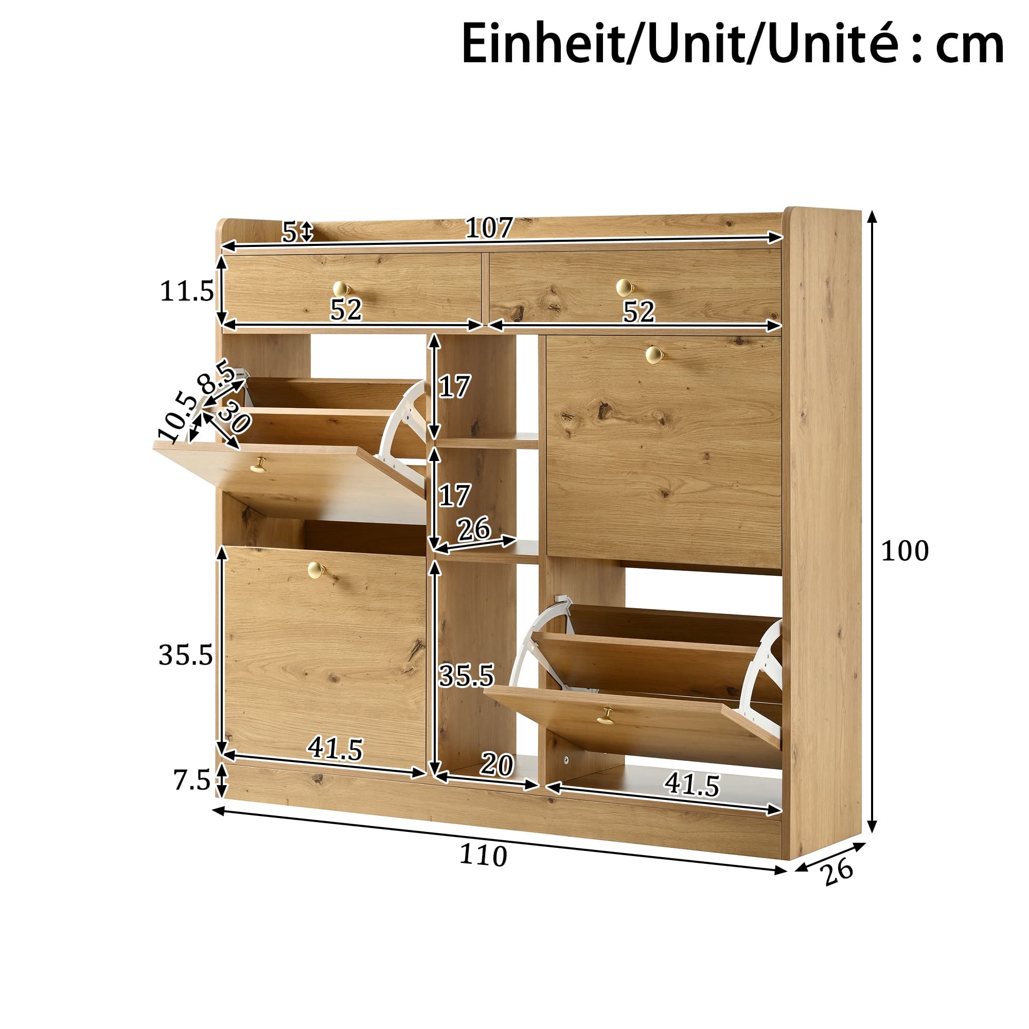 Scatola di archiviazione in legno transfrontaliera con più scomparti per monitor