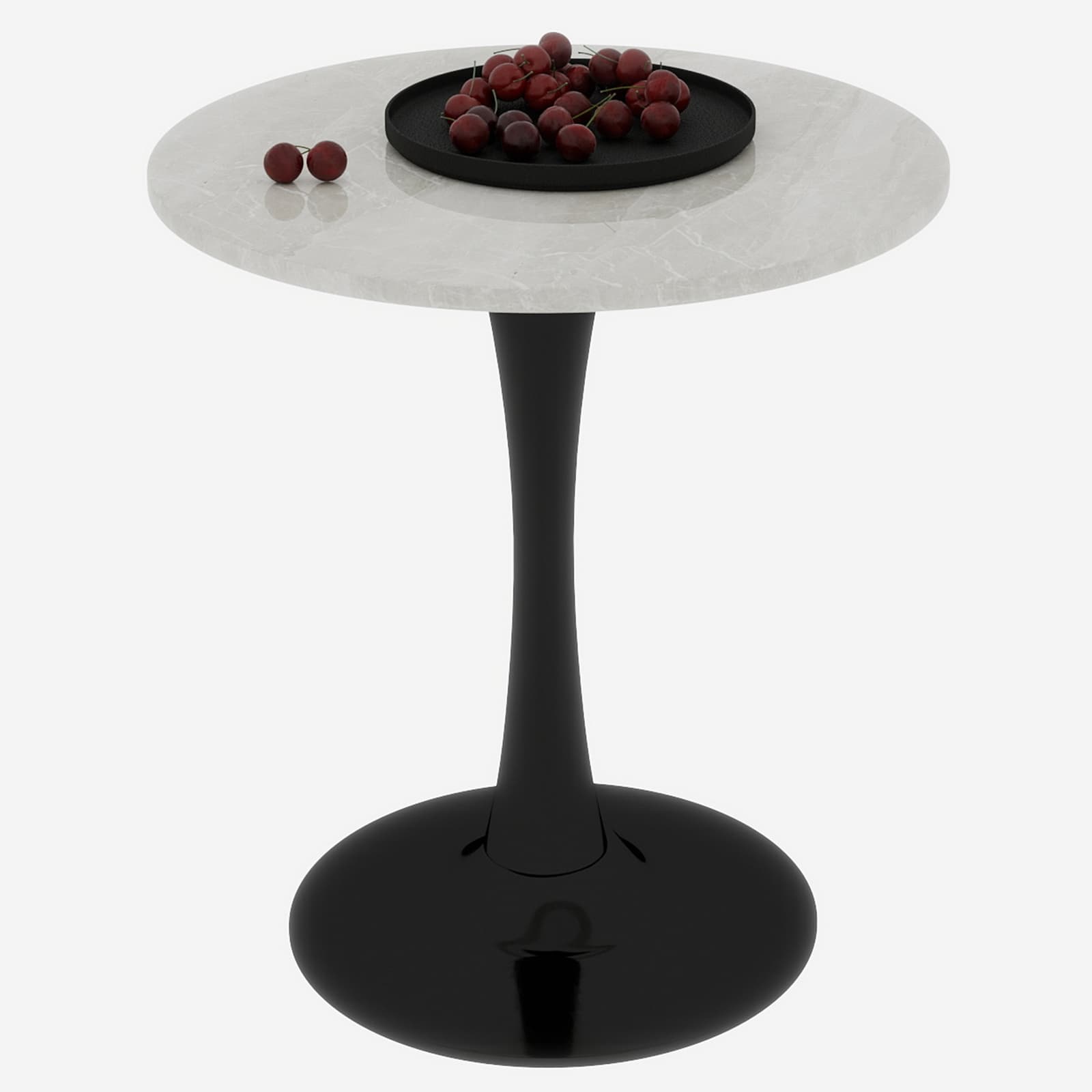 Runder Couchtisch aus Marmor, schwarz, 70 cm