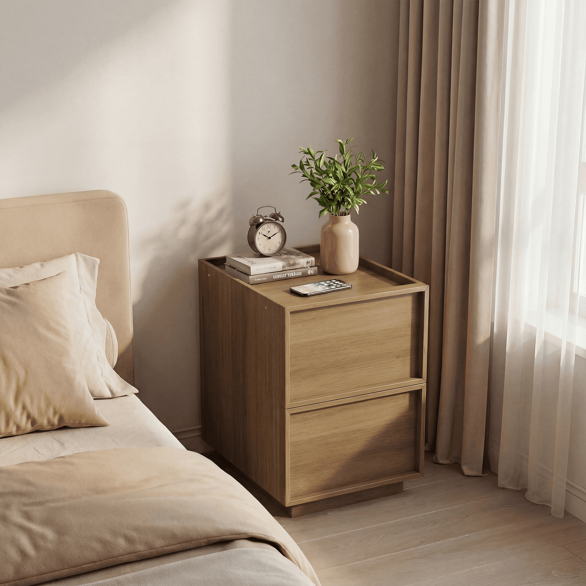 Nachttisch aus Eiche, mittelalterlich-modernes Design