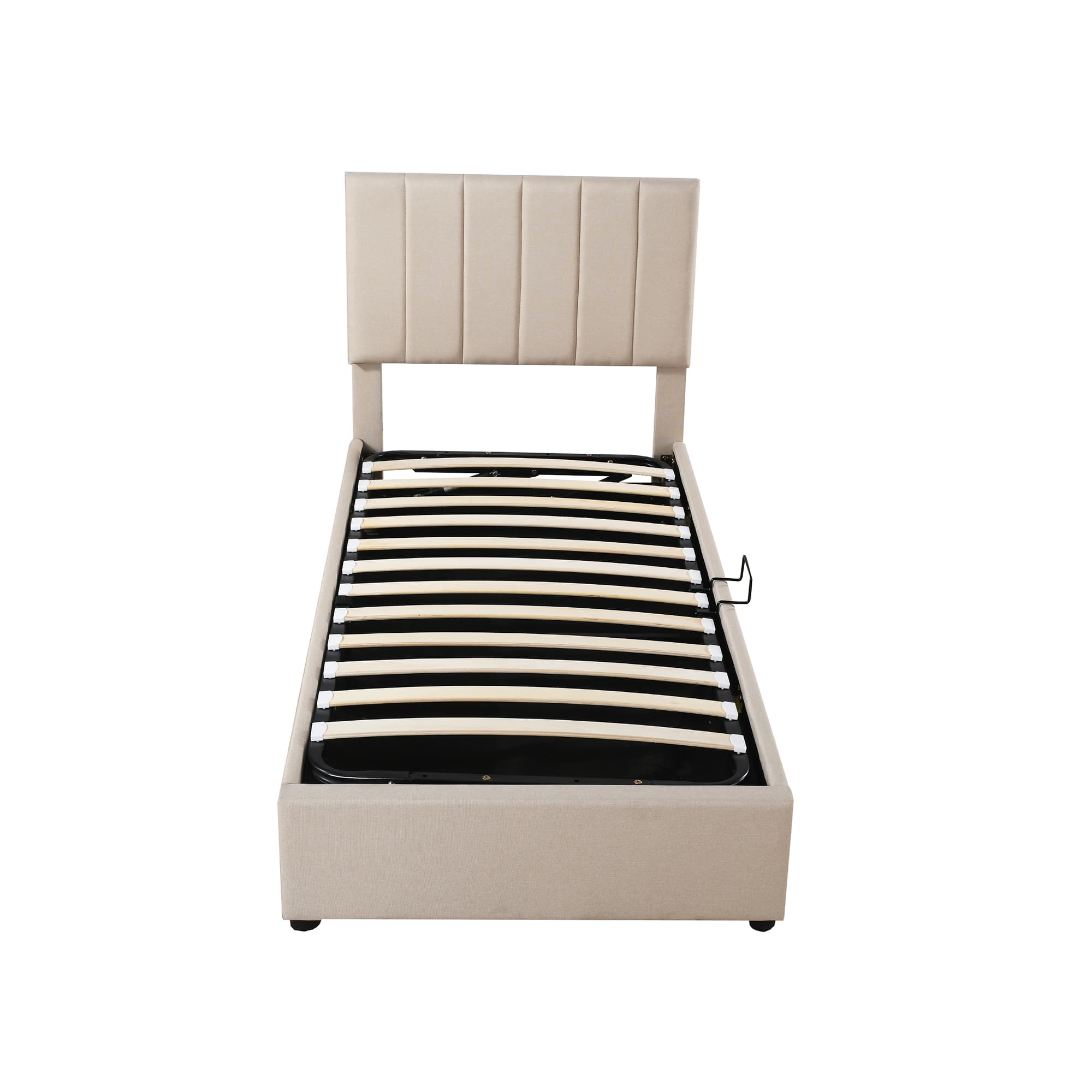 Kinderbett Polsterbett 90x200 cm Leinen Beige