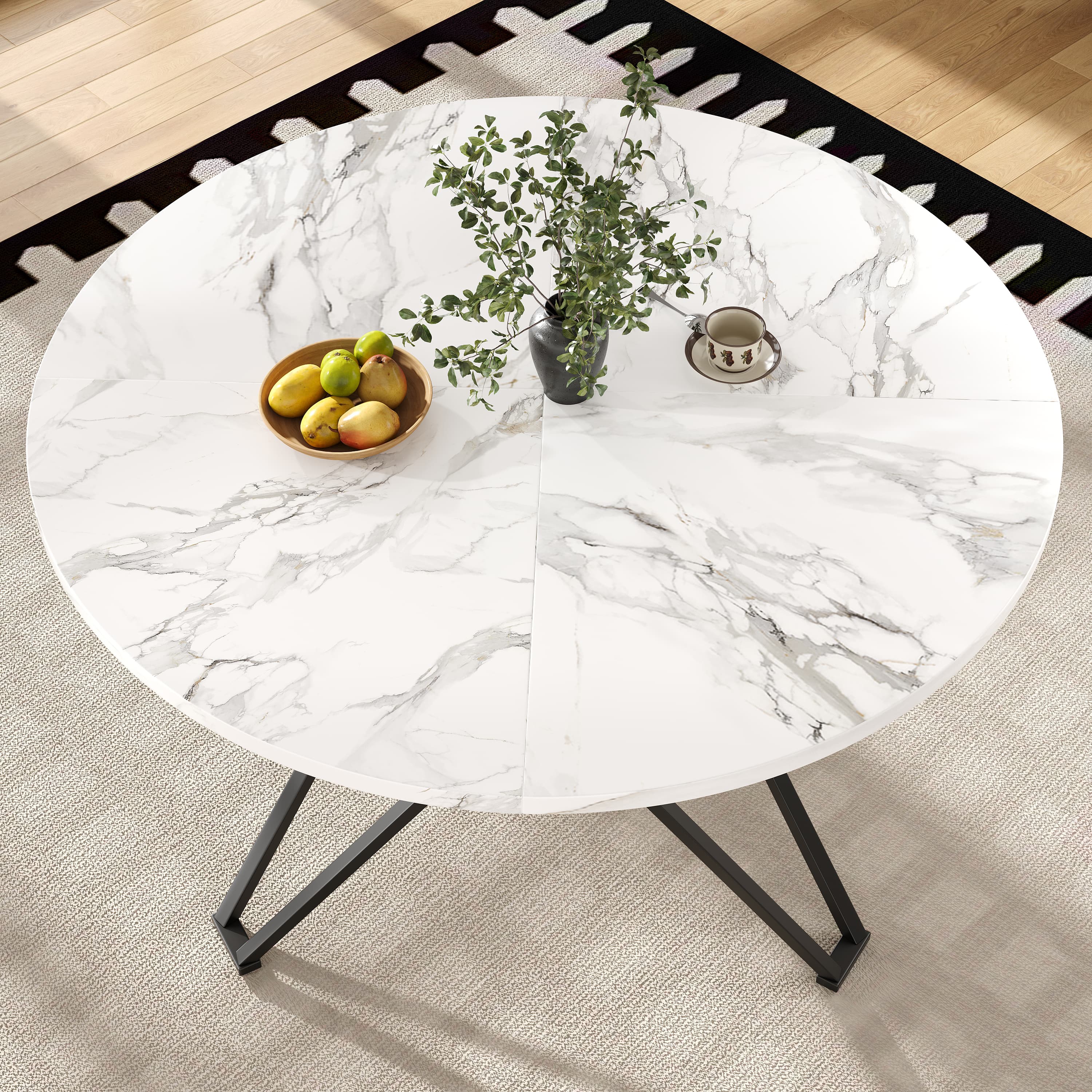 Runder Esstisch 100x100x76 cm in Marmoroptik