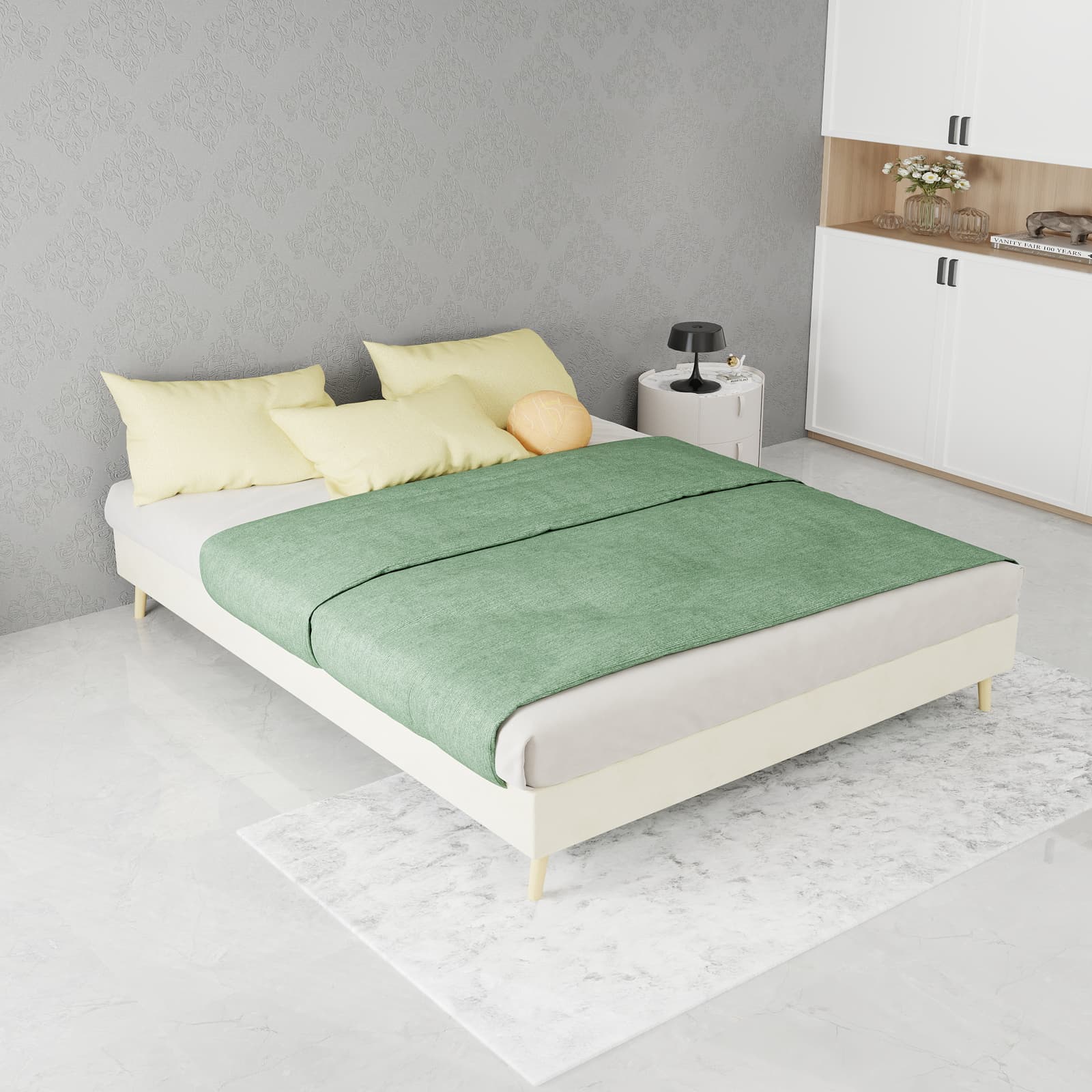 Modernes minimalistisches Bettgestell 140x200 Beige