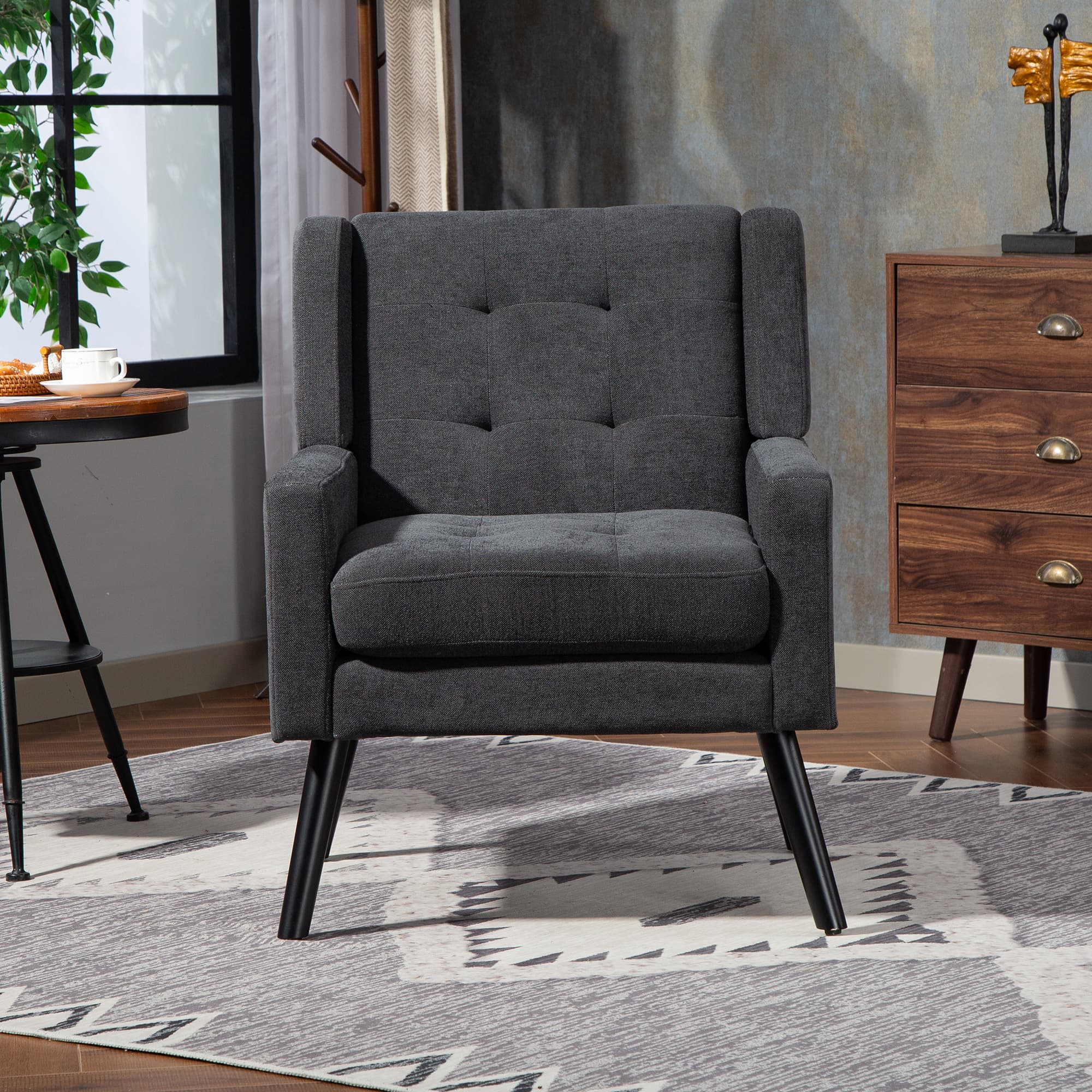 Gepolsterter Sessel Wildleder Knopfheftung