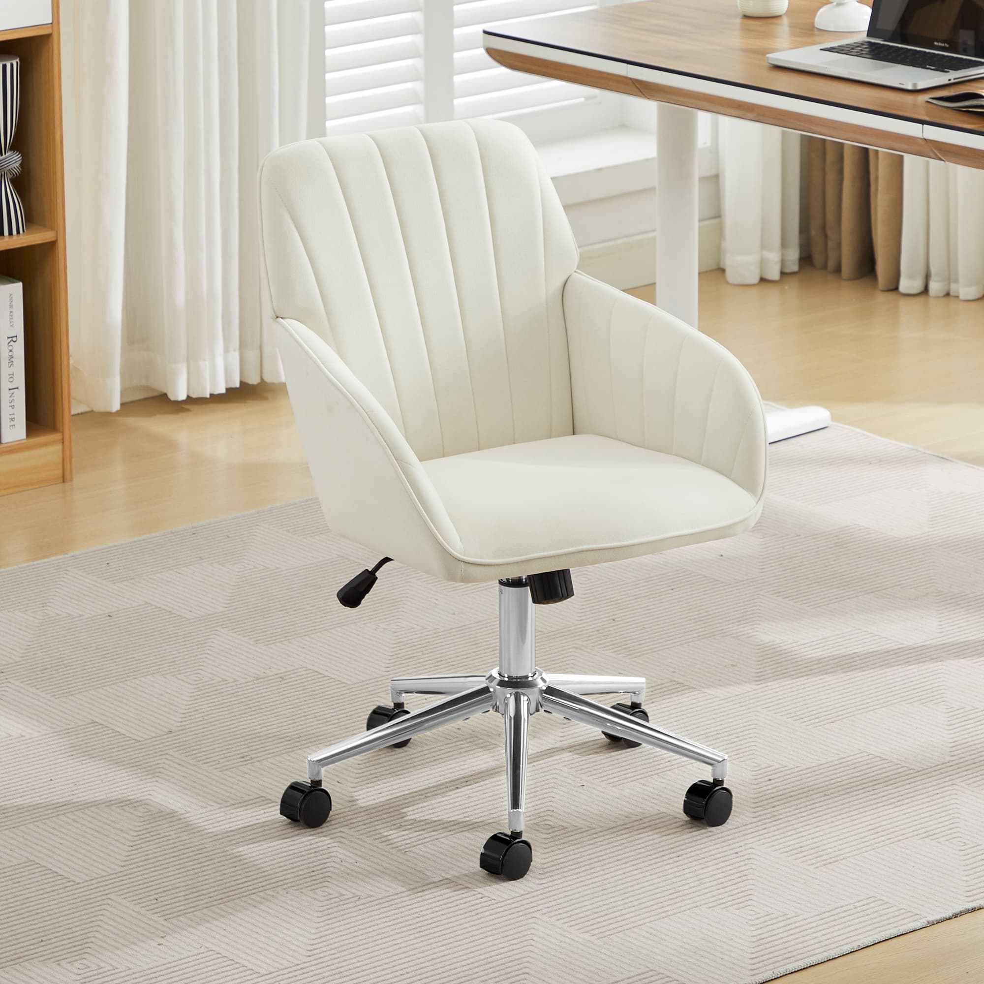 Height-adjustable office swivel chair with backrest