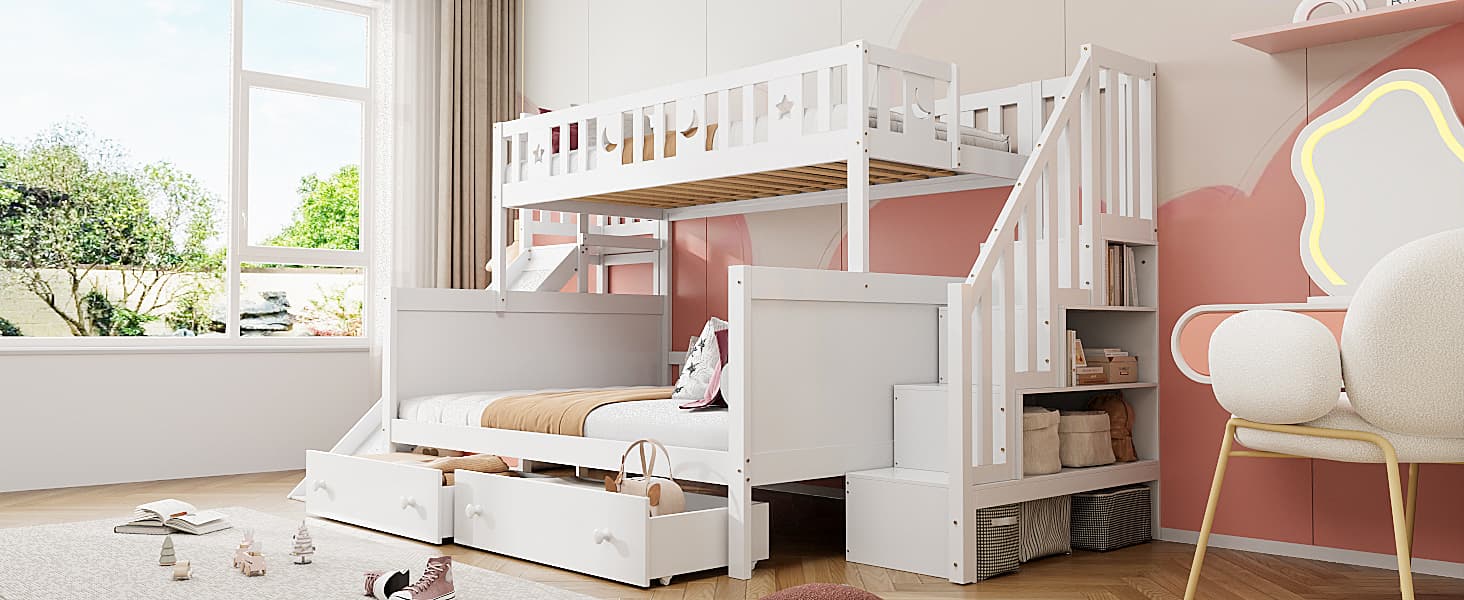 Kinderbett Hochbett Massivholz Rutsche Regal