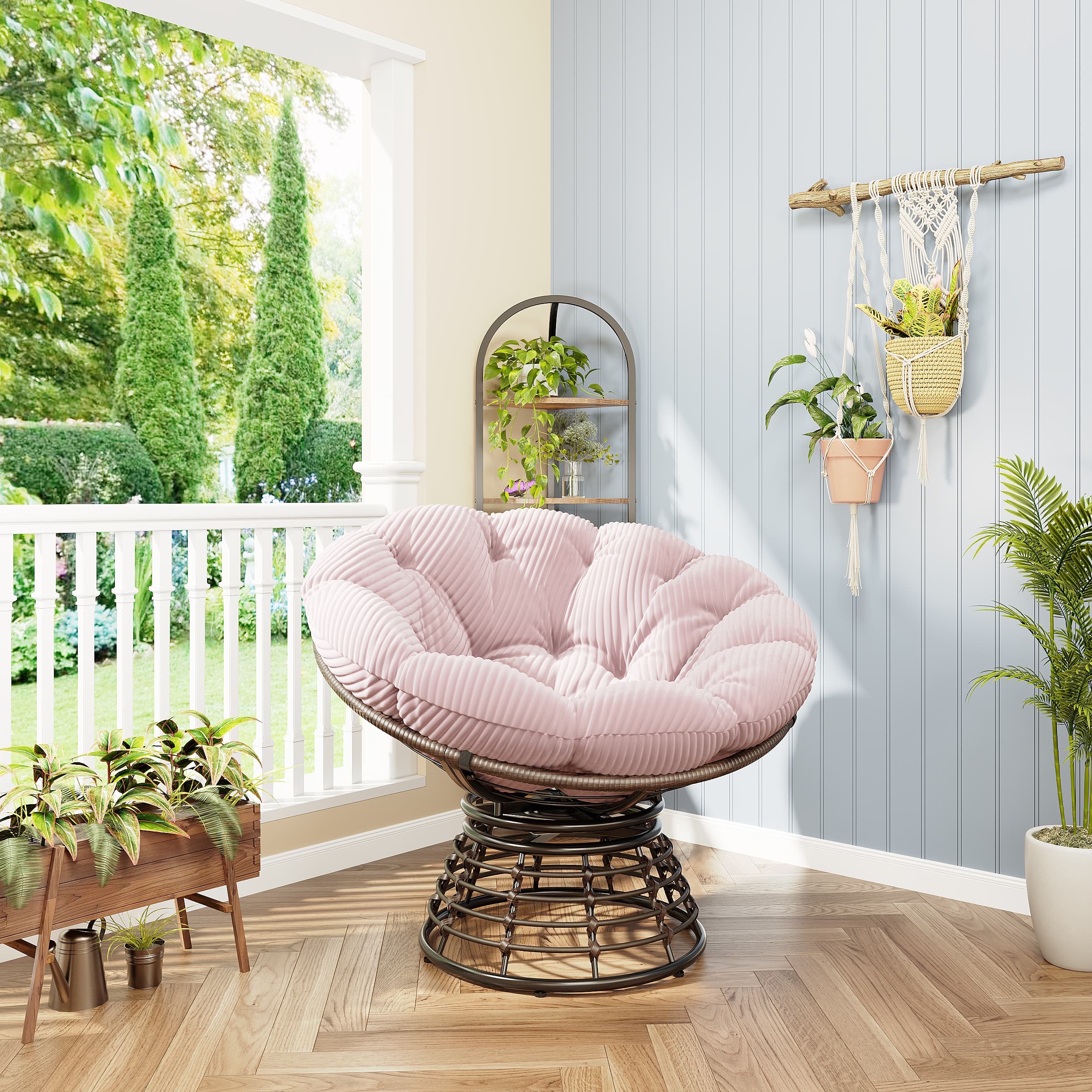 Ergonomischer Papasan-Rattansessel mit Drehfunktion