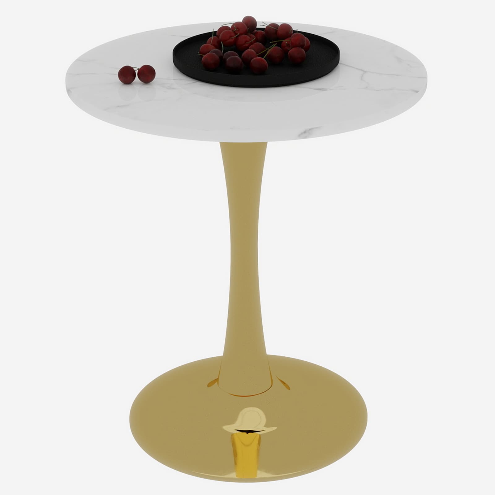 Runder Couchtisch aus Marmor mit Goldgestell, 70 cm