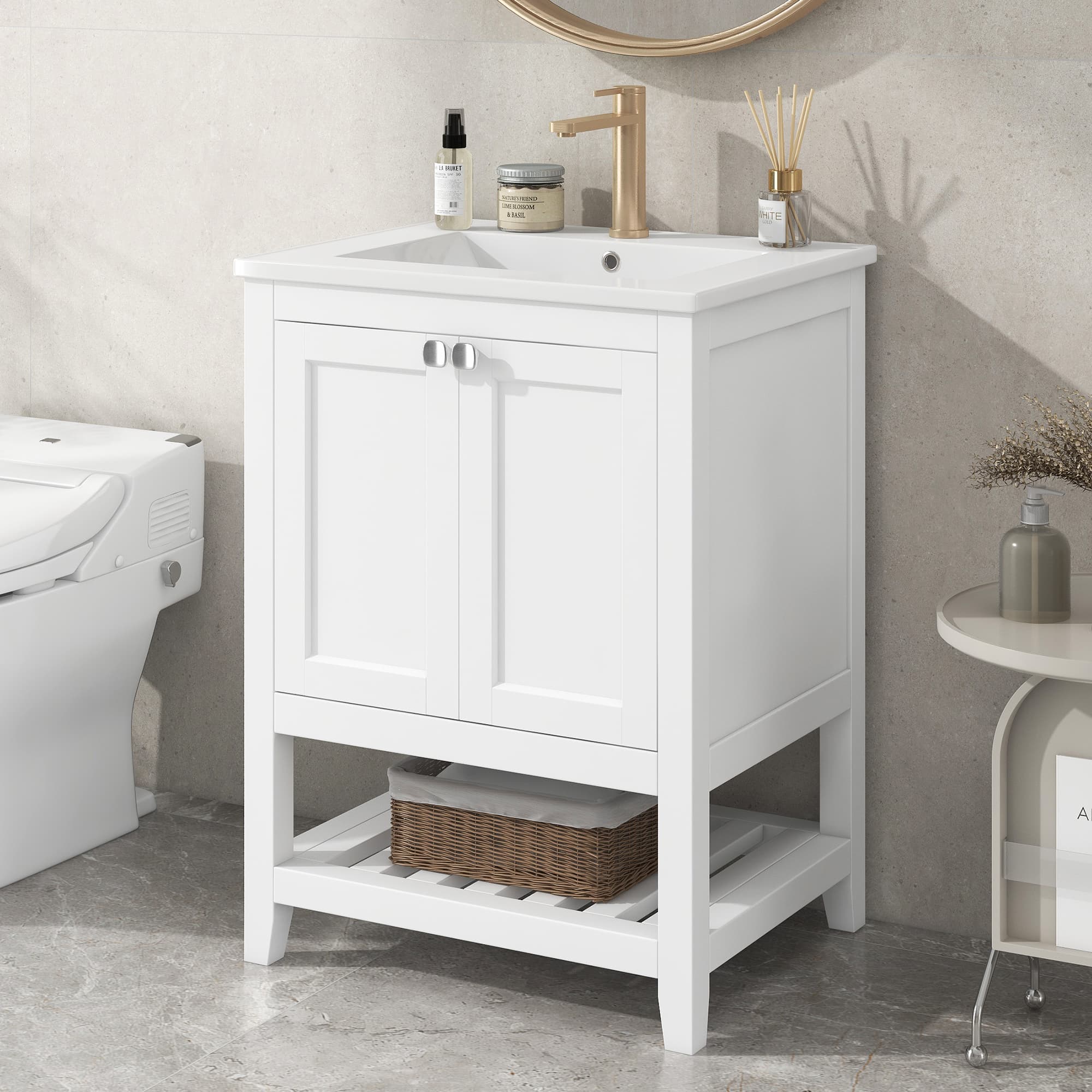 Badezimmerschrank Waschbecken Unterschrank 60 cm Weiß