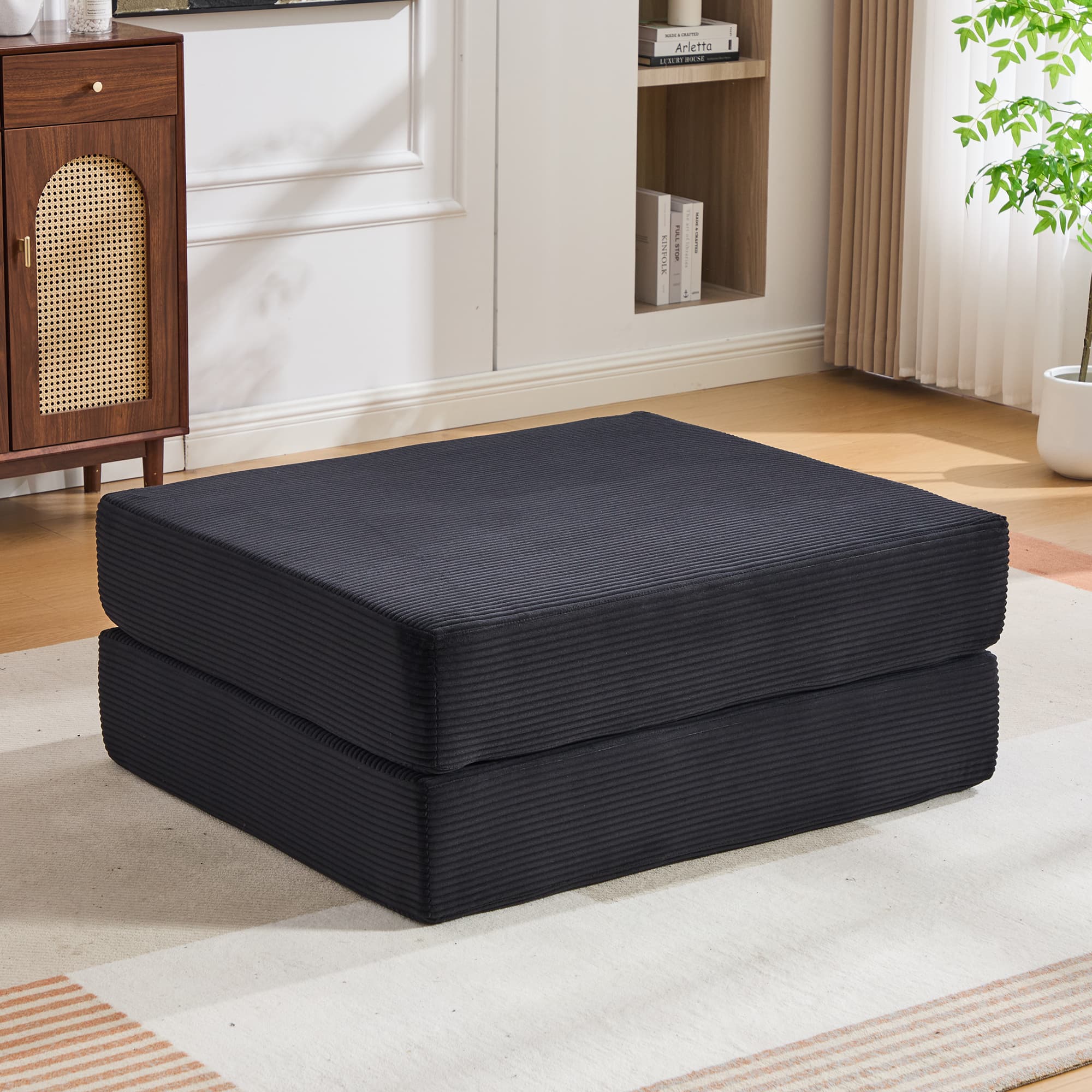 Faltbarer Cord-Sitzhocker mit zwei Schaumstoffkissen