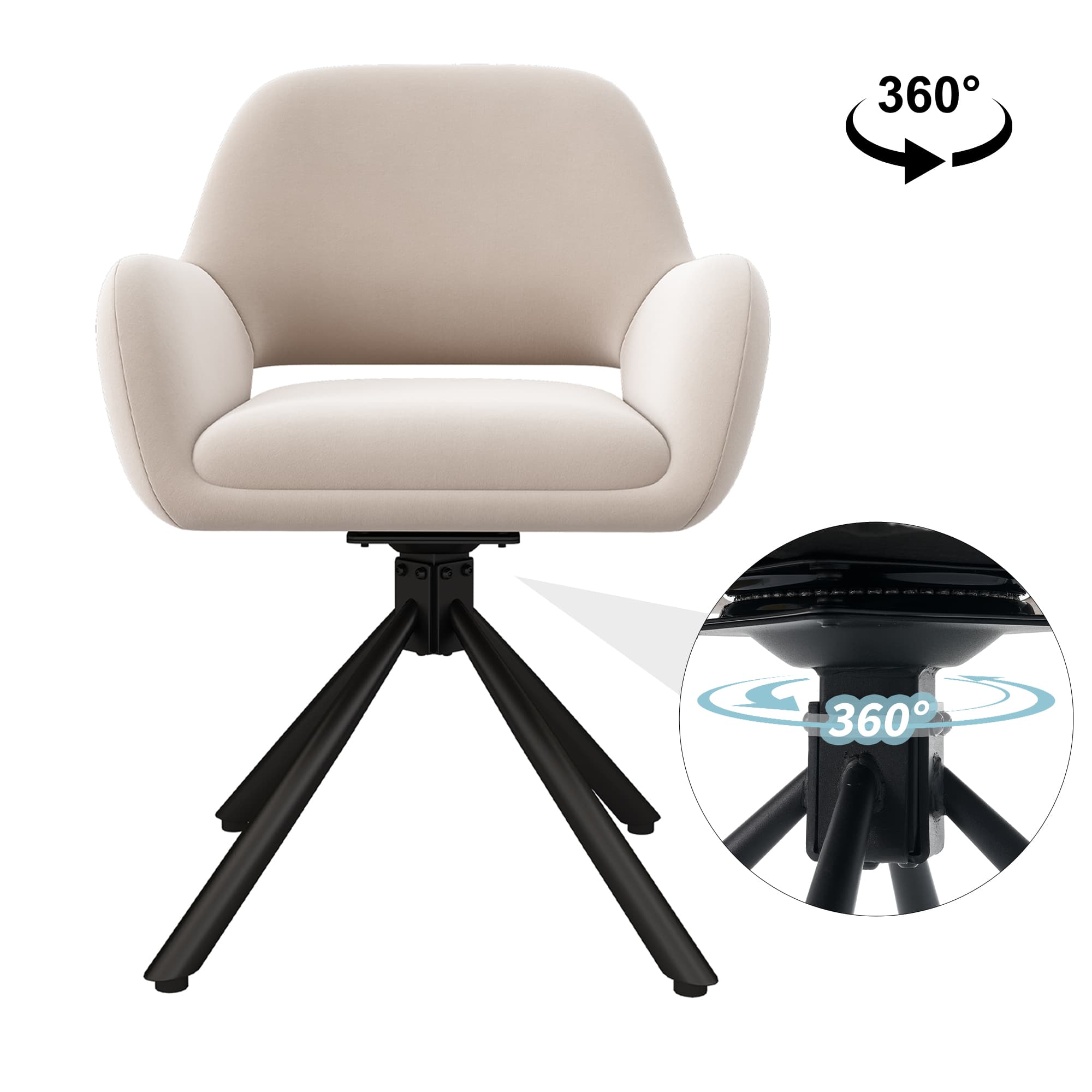 Modernes Samt-Esszimmerstuhl 2er-Set mit Armlehnen, Beige