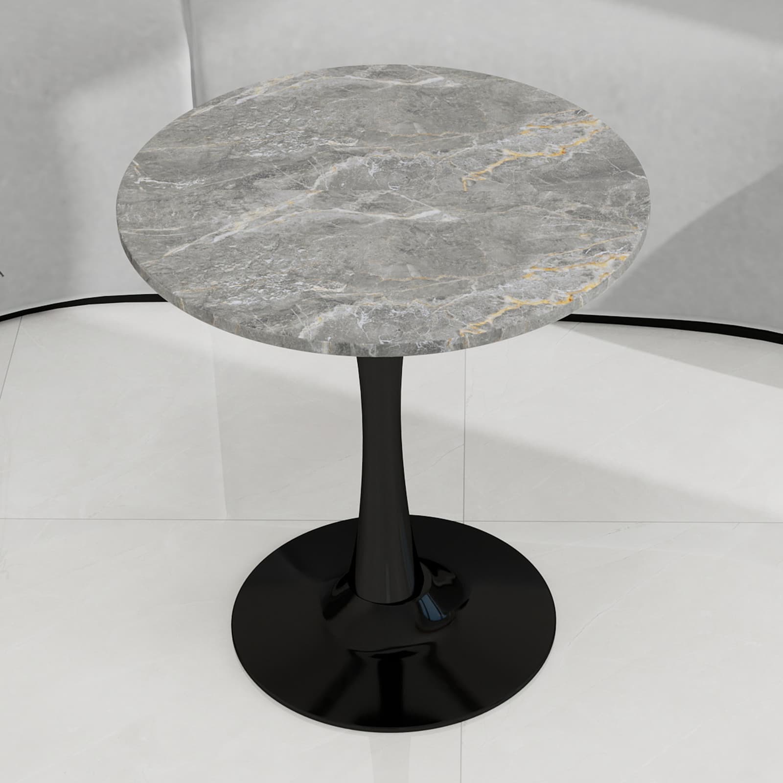 Runder Couchtisch aus Marmor, 70 cm, schwarz