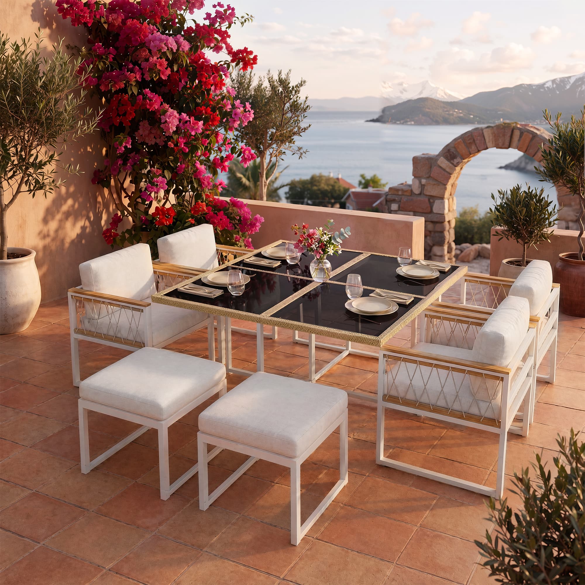 Set da giardino 7 pezzi per 6 persone