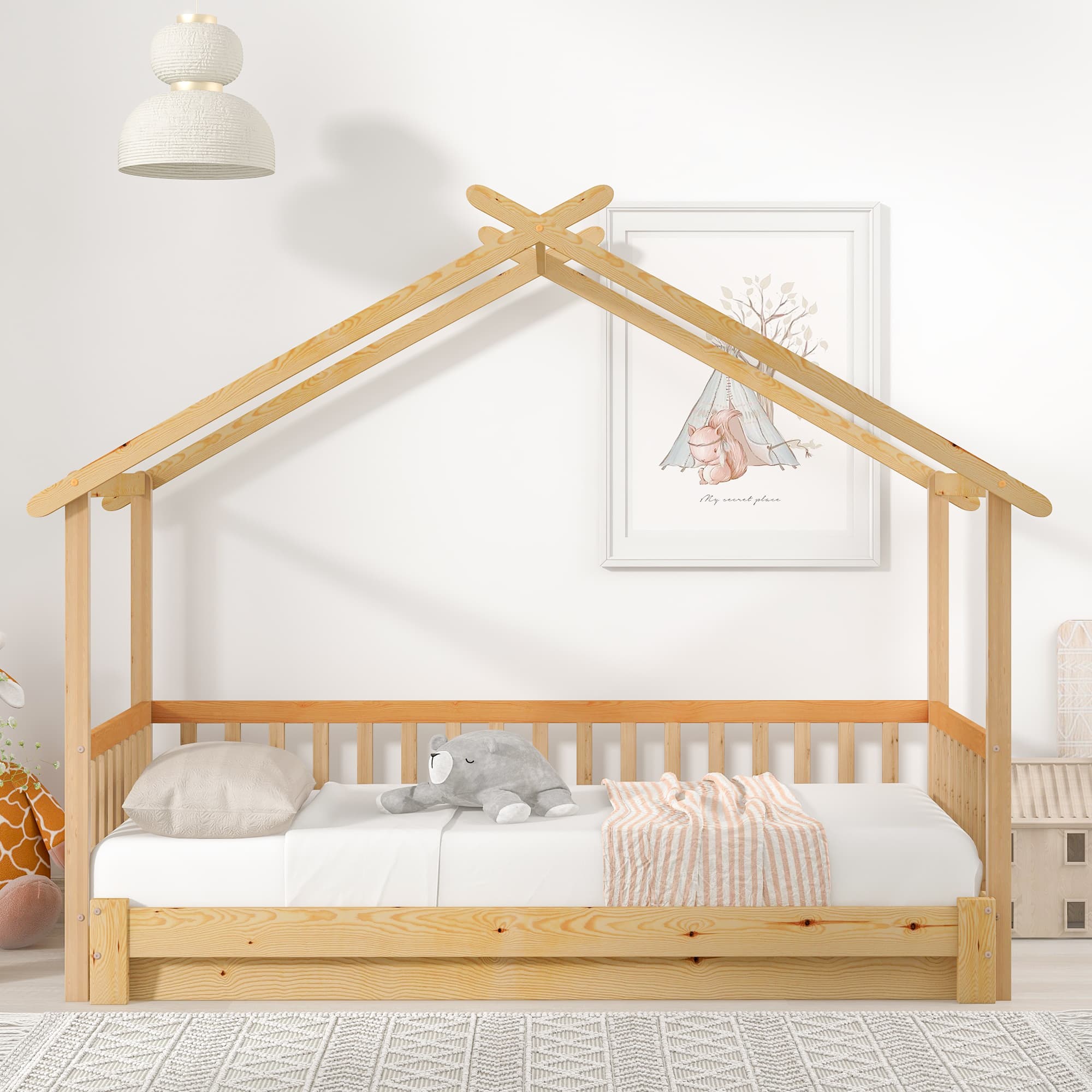 Ausziehbares Baumhausbett Massivholz 200x90 cm