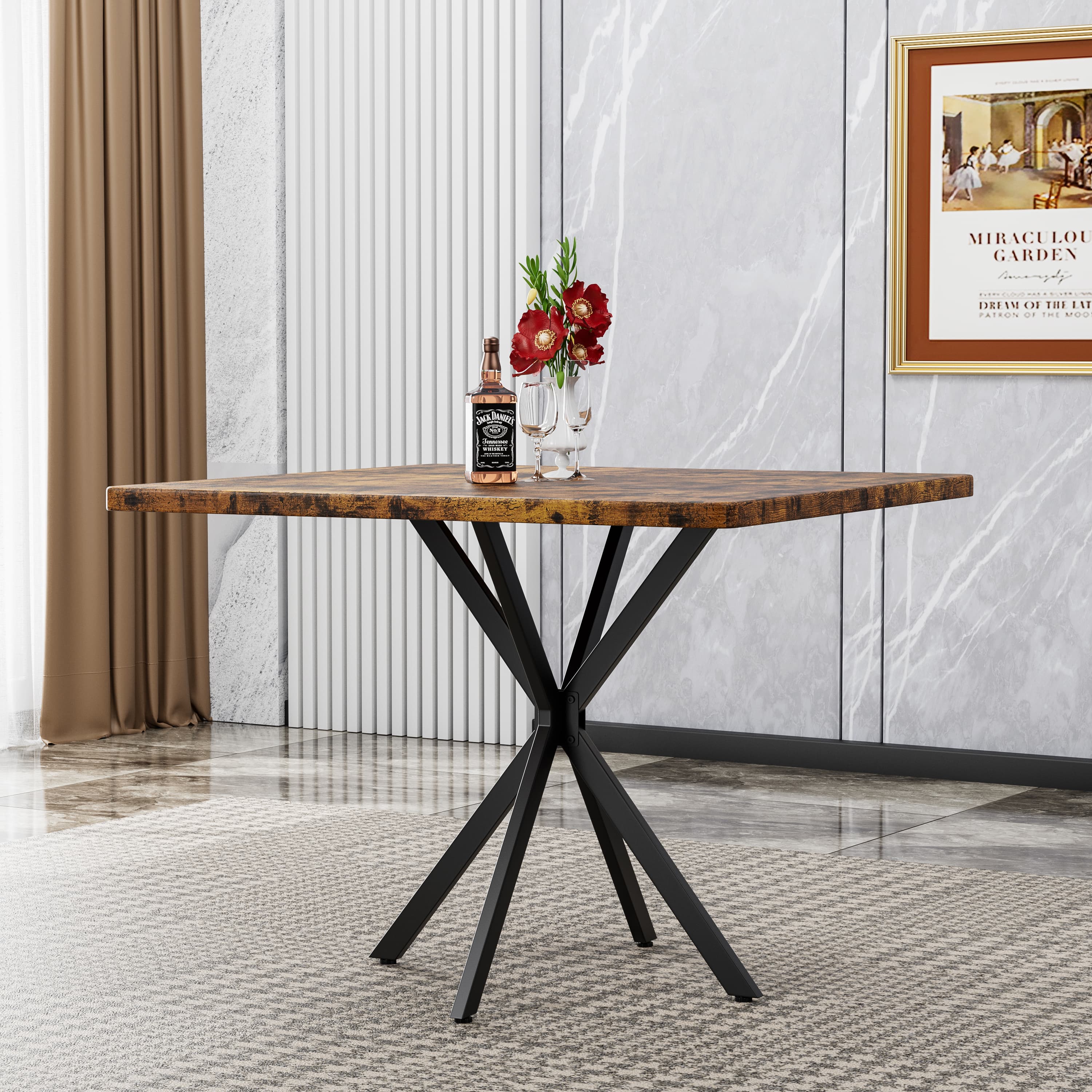 Quadratischer Esstisch Mid-Century-Stil