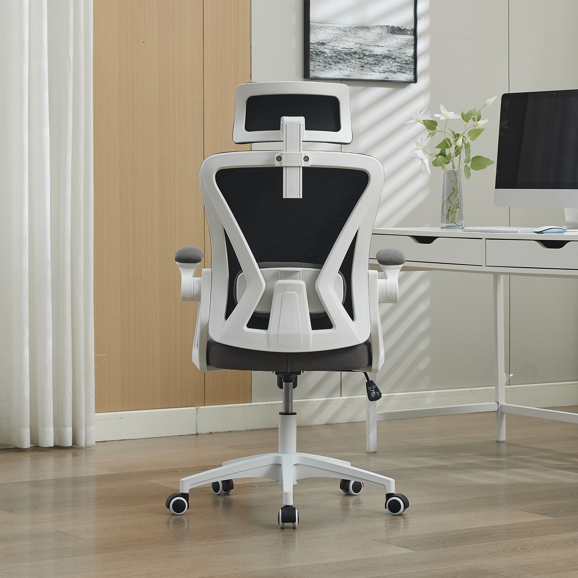 Chaise de bureau ergonomique en maille avec appui-tête