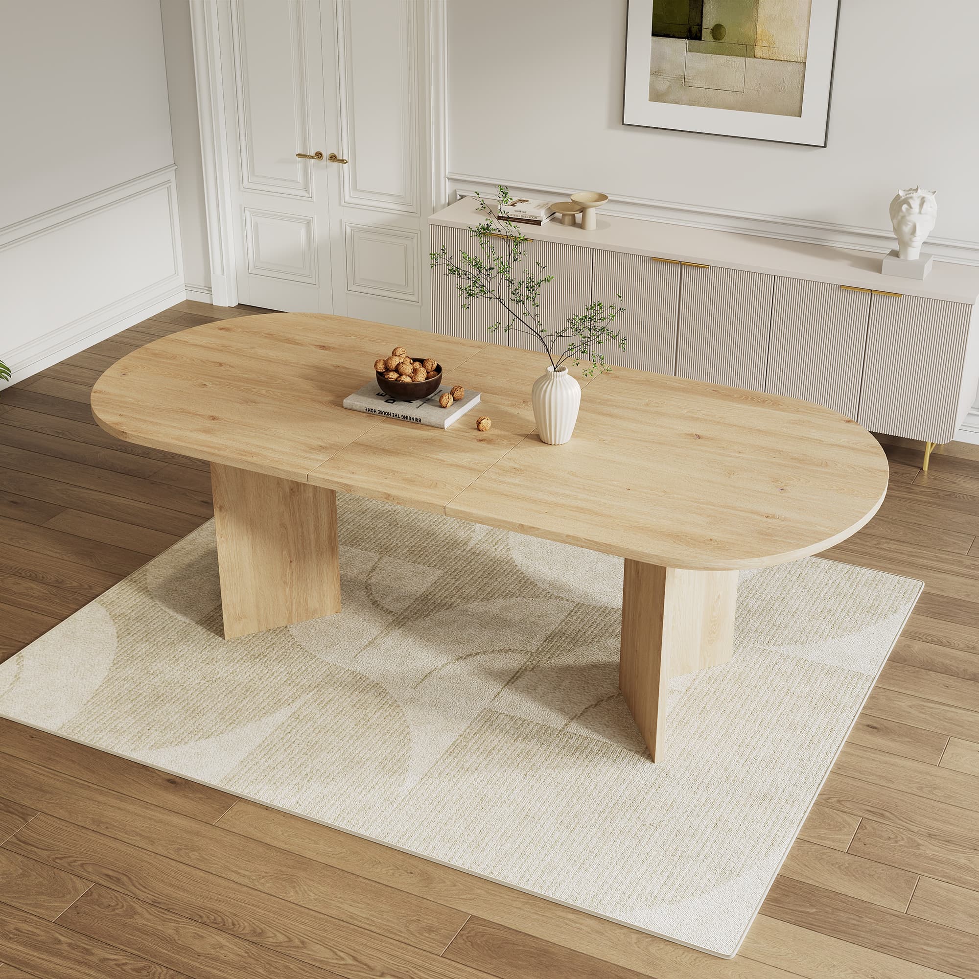 Ausziehbarer Esstisch 140-180x90 cm Eichenoptik