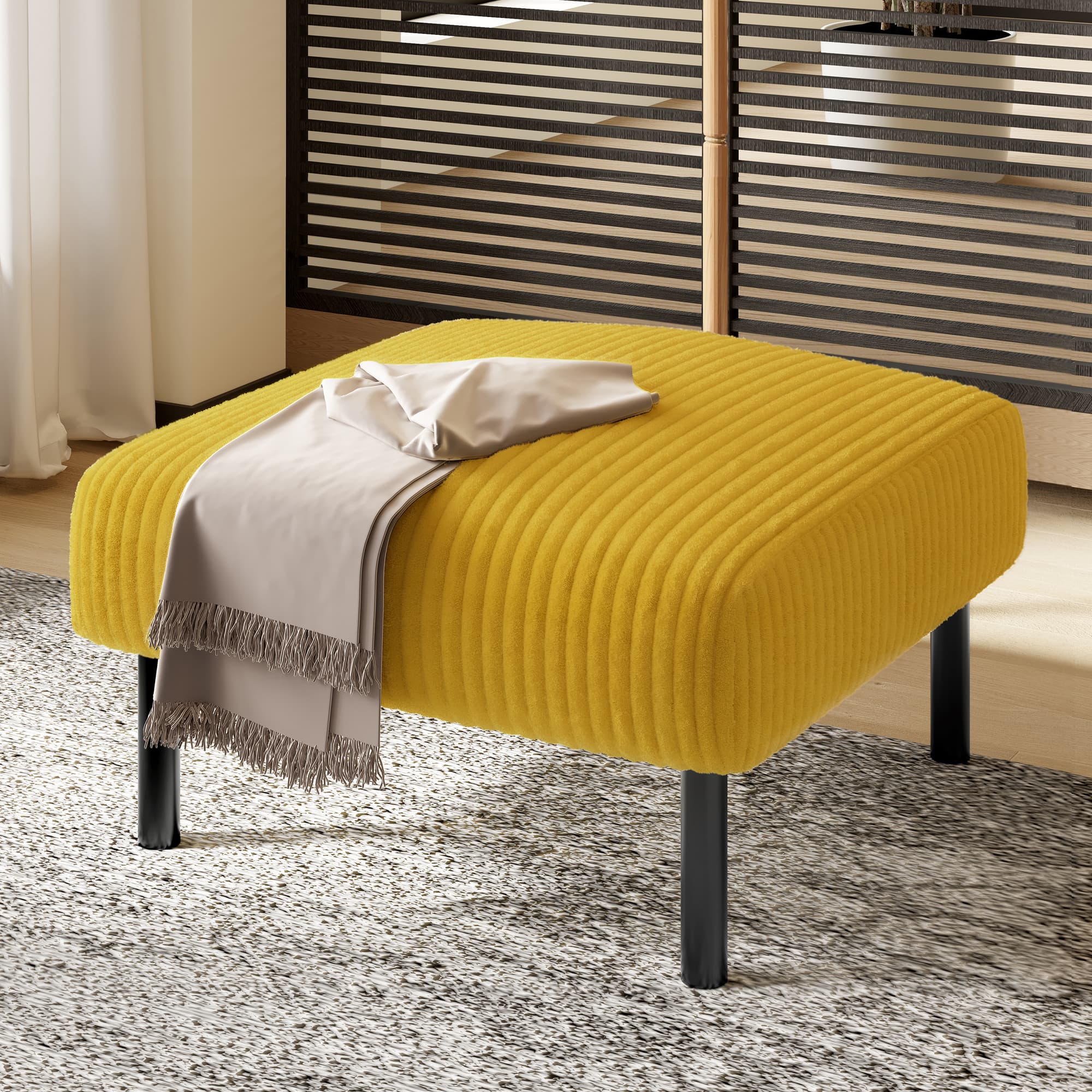 Sgabello con struttura in metallo e rivestimento in corda