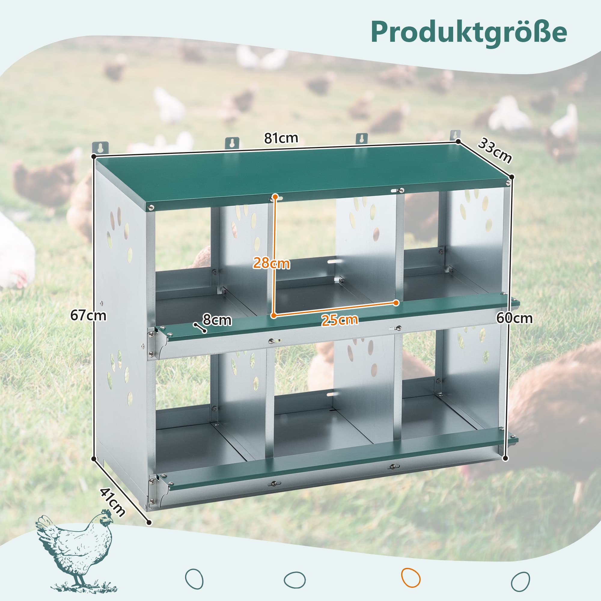 6er Hühnernest Eierrollsystem Einzeln