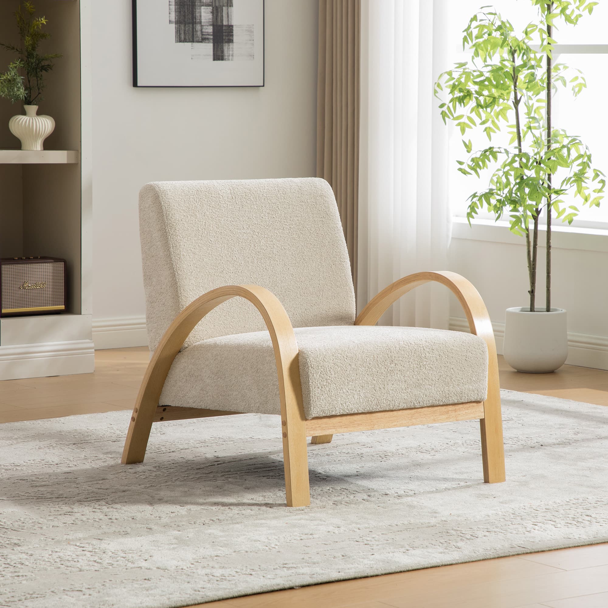 Skandinavischer Lounge-Sessel Chenille Beige