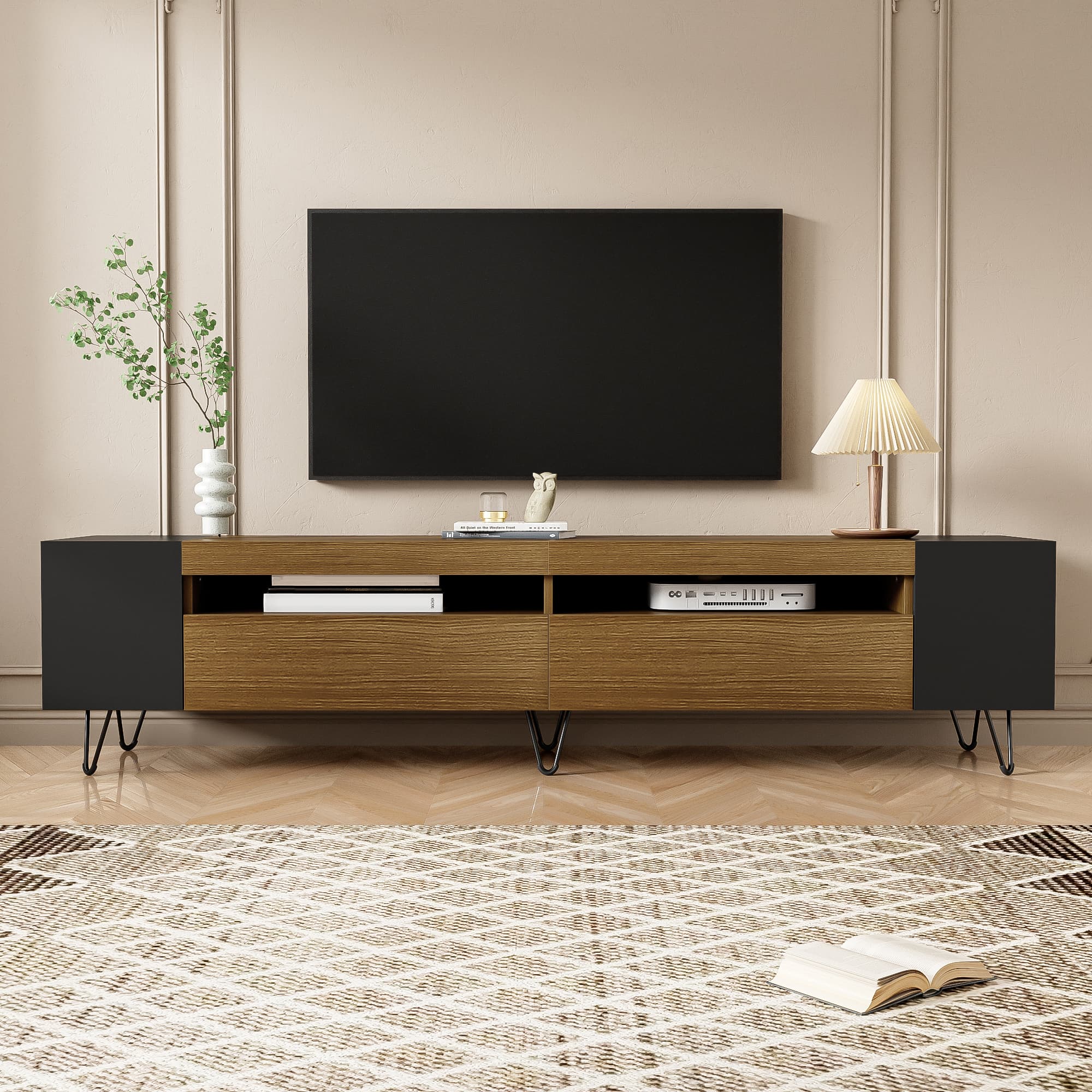 Modernes TV-Lowboard Schwarz Holzoptik 180 cm
