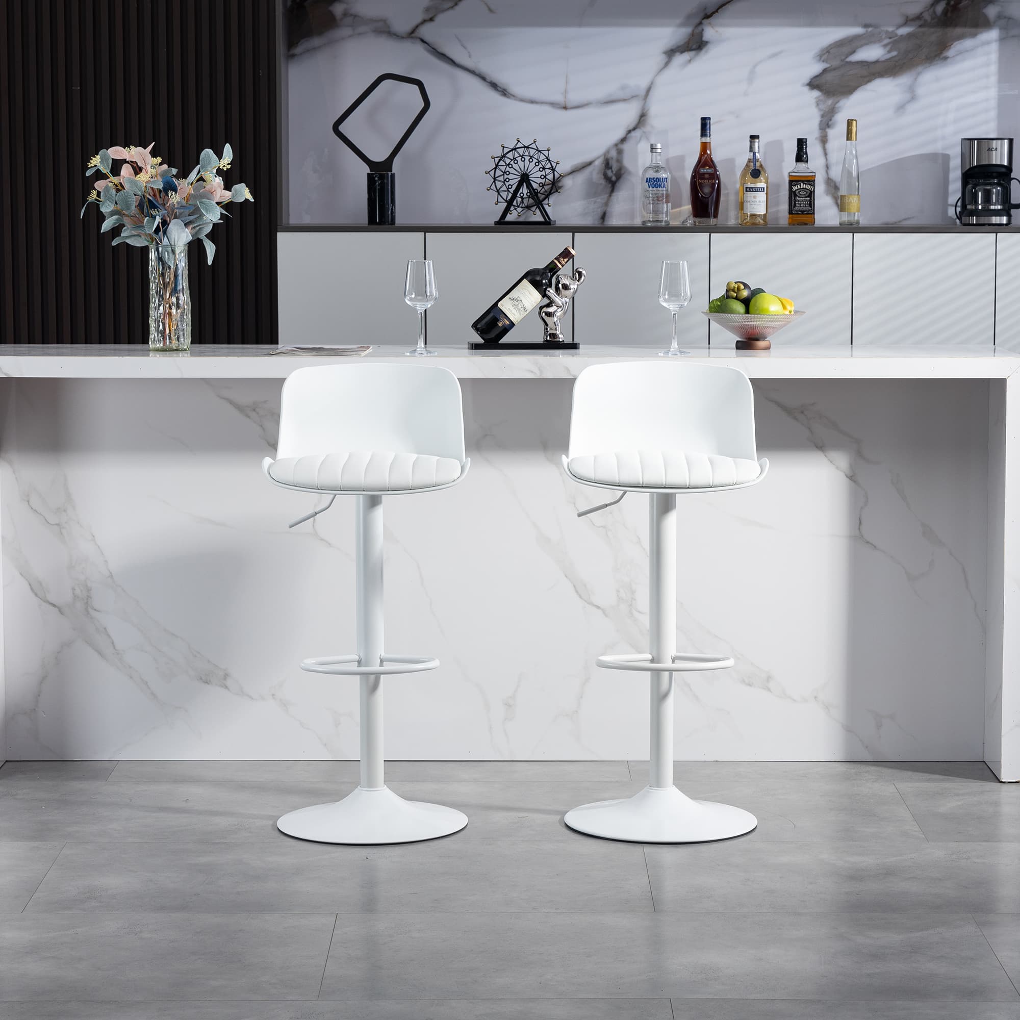 Moderner höhenverstellbarer Barhocker 2er-Set Kunstleder