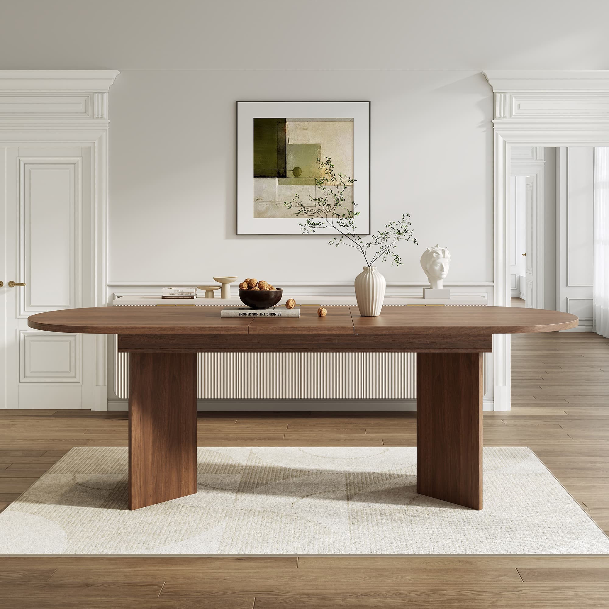Ausziehbarer Esstisch 140-180x90 cm, Nussbaum