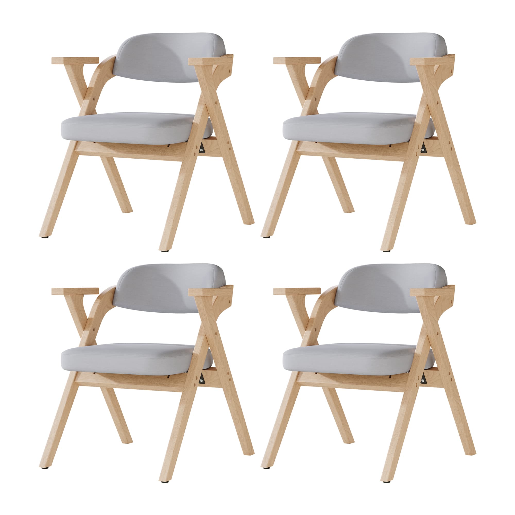 4er-Set Klappstühle Massivholz Leinenbezug