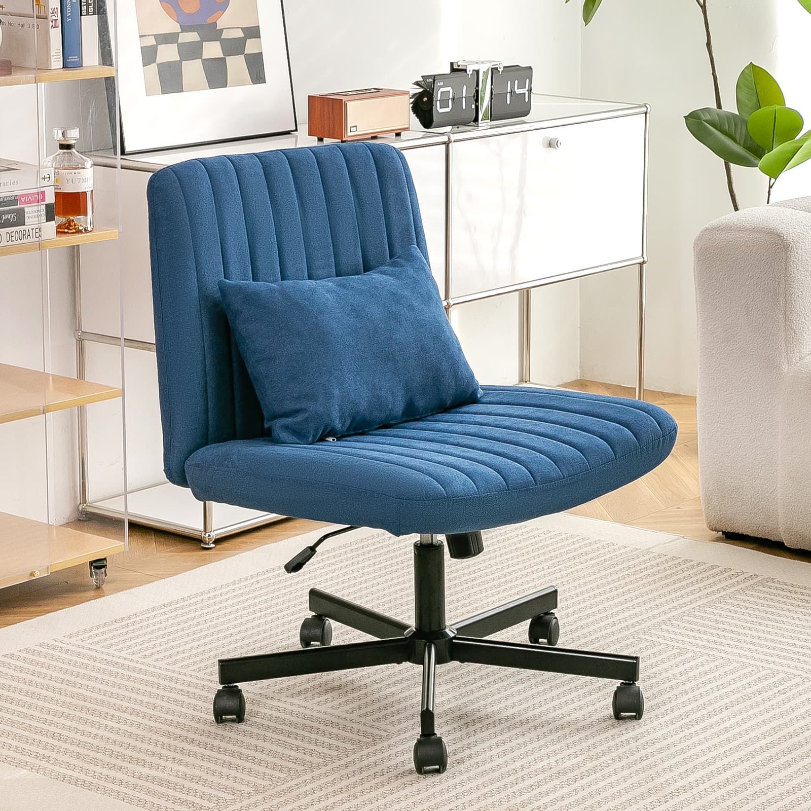 Chaise de bureau réglable en hauteur sans accoudoirs tissu