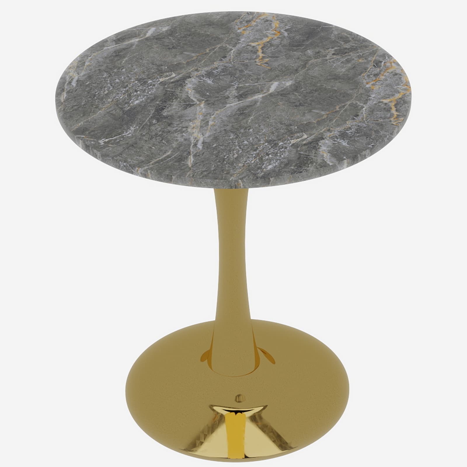 Runder Couchtisch aus Gold mit Marmorplatte, 70 cm