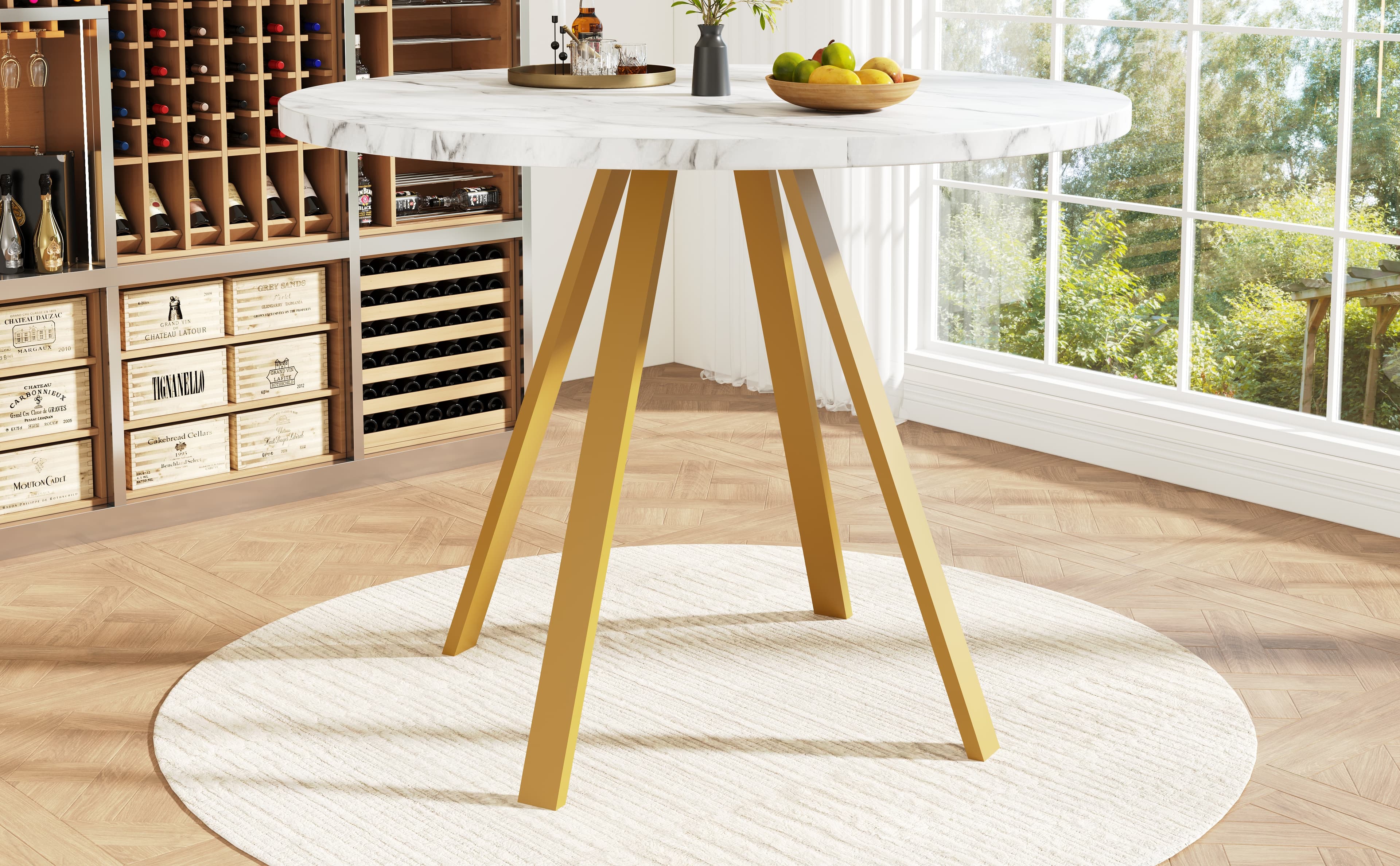 Runder Esstisch 80x80x75 cm mit Metallbeinen