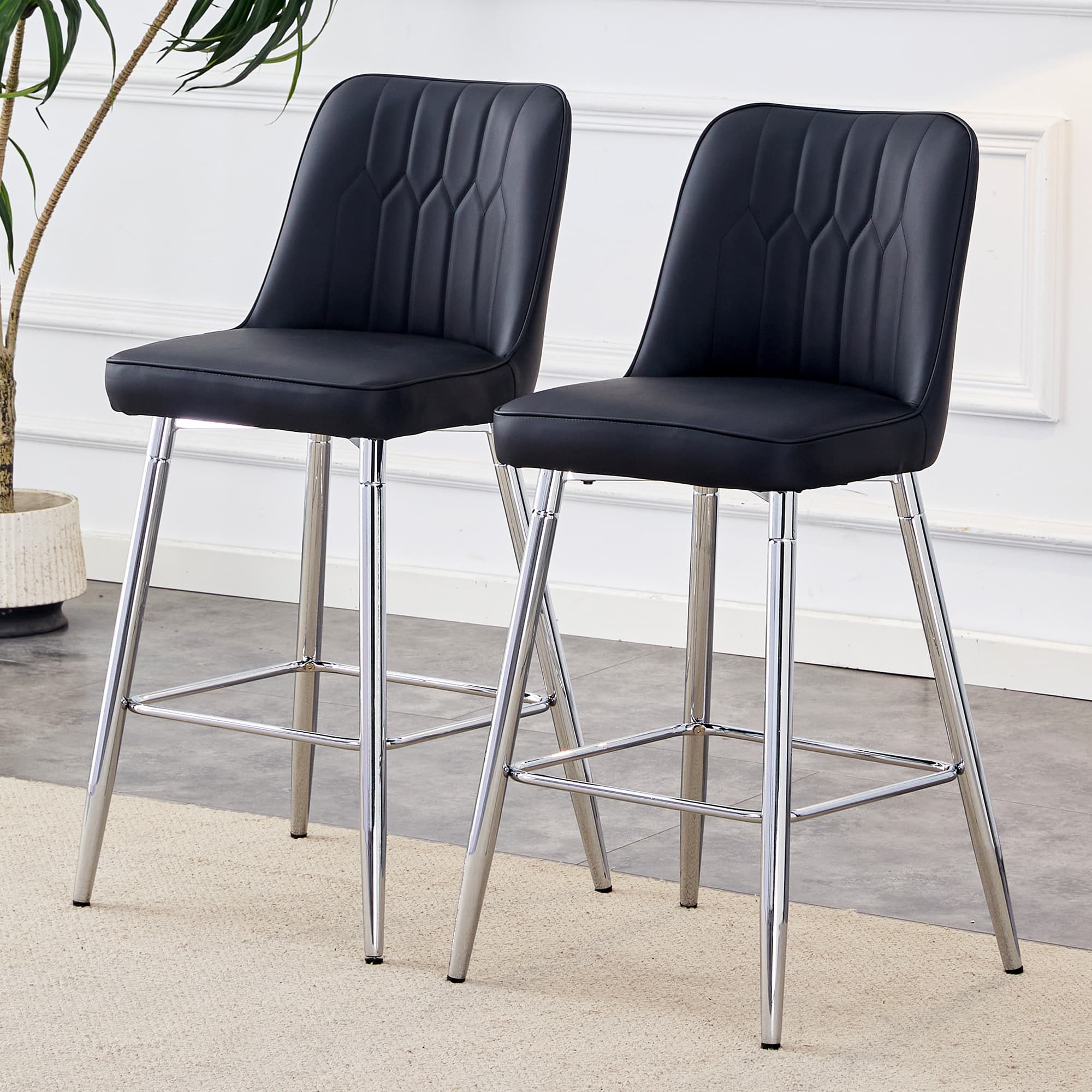 Barhocker-Set aus 2 Stühlen, 100 cm, schwarz