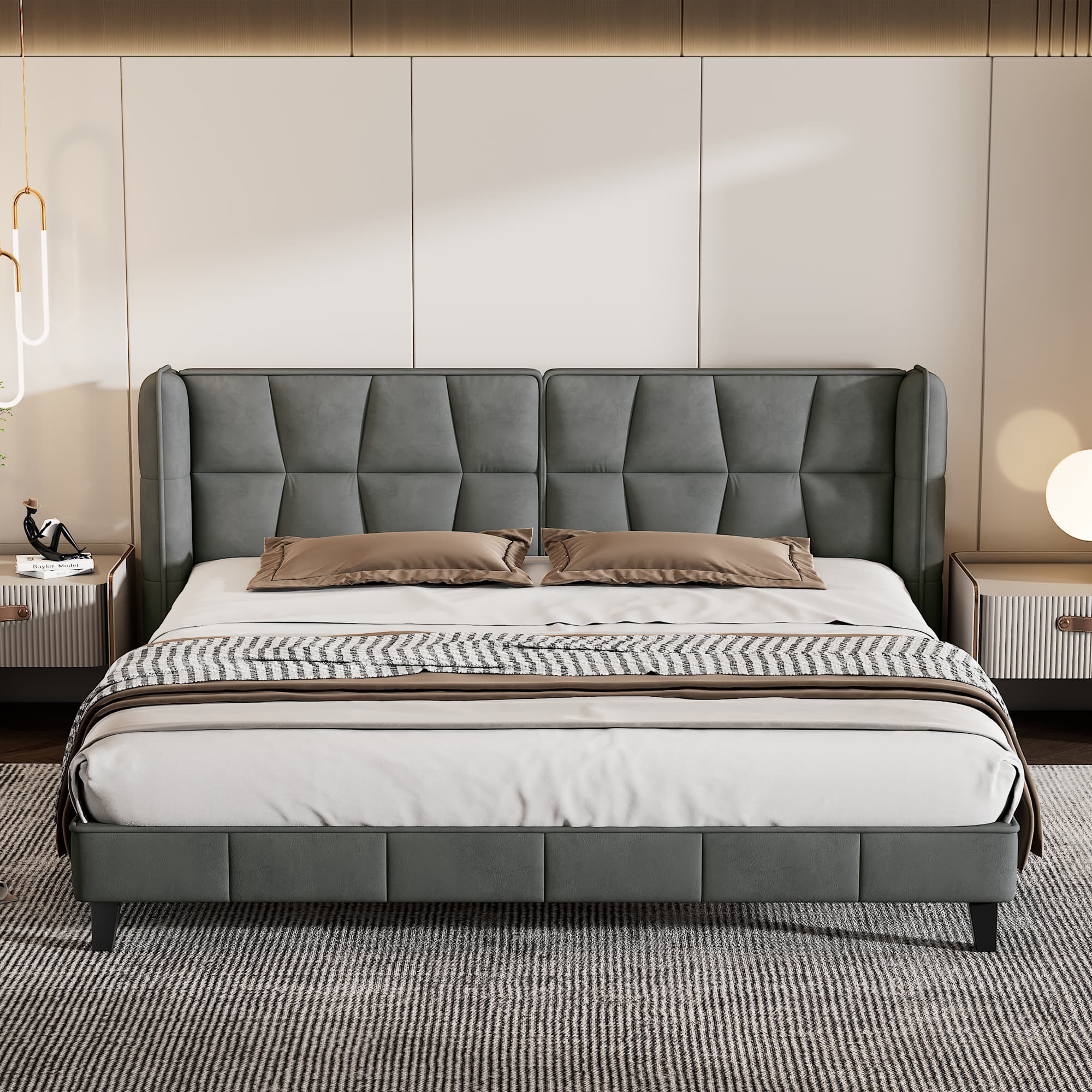 Gepolstertes Bett 180x200 mit Lattenrost & Kopfteil