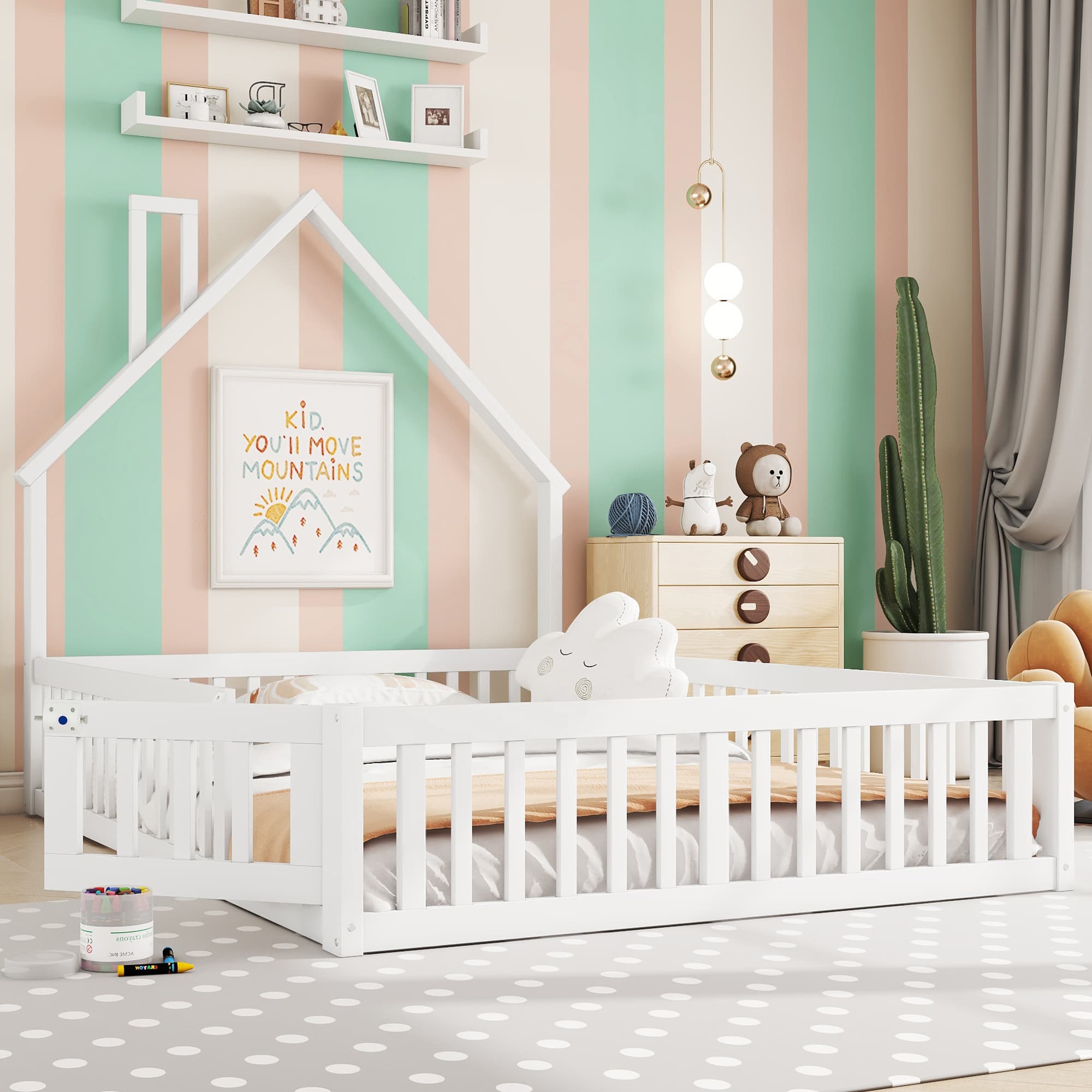 Lit: "Lit pour enfants avec support de cheminée, 140 x 190 cm, rembourré, pin, minimaliste, blanc"

Français: "Lit pour enfants avec support de chemin