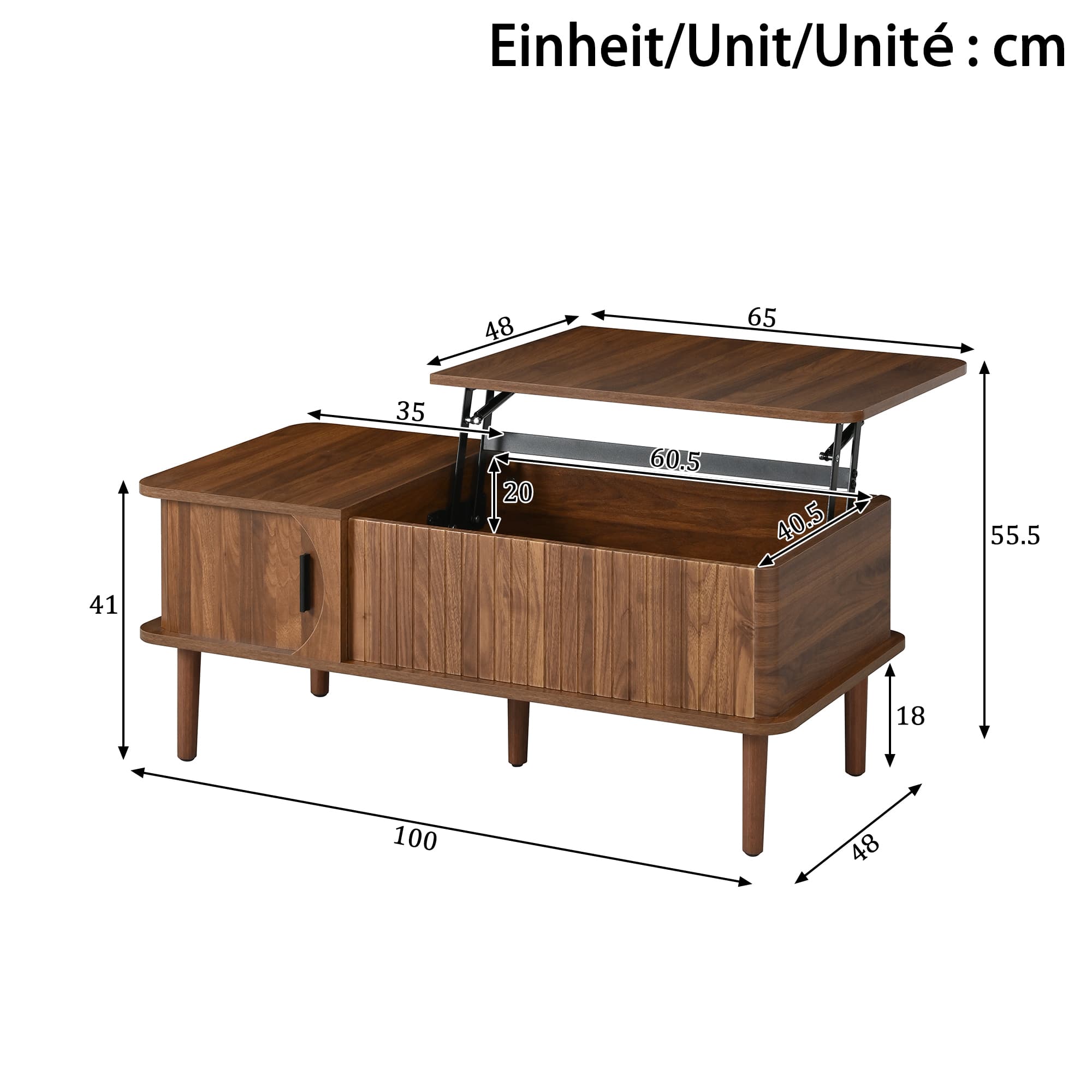 Couchtisch höhenverstellbar Schiebetür