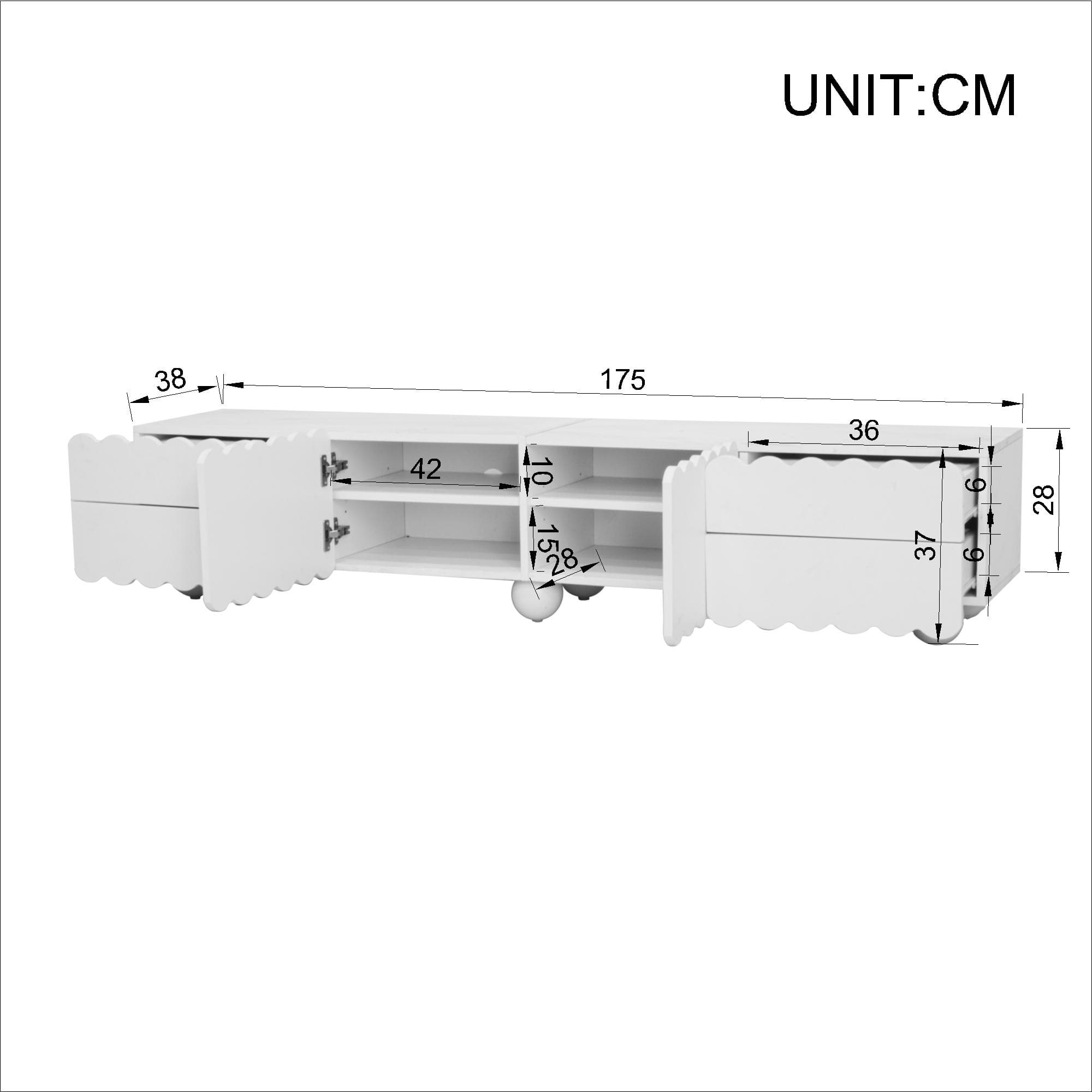 Weißes TV-Lowboard 175 cm mit modernem Design