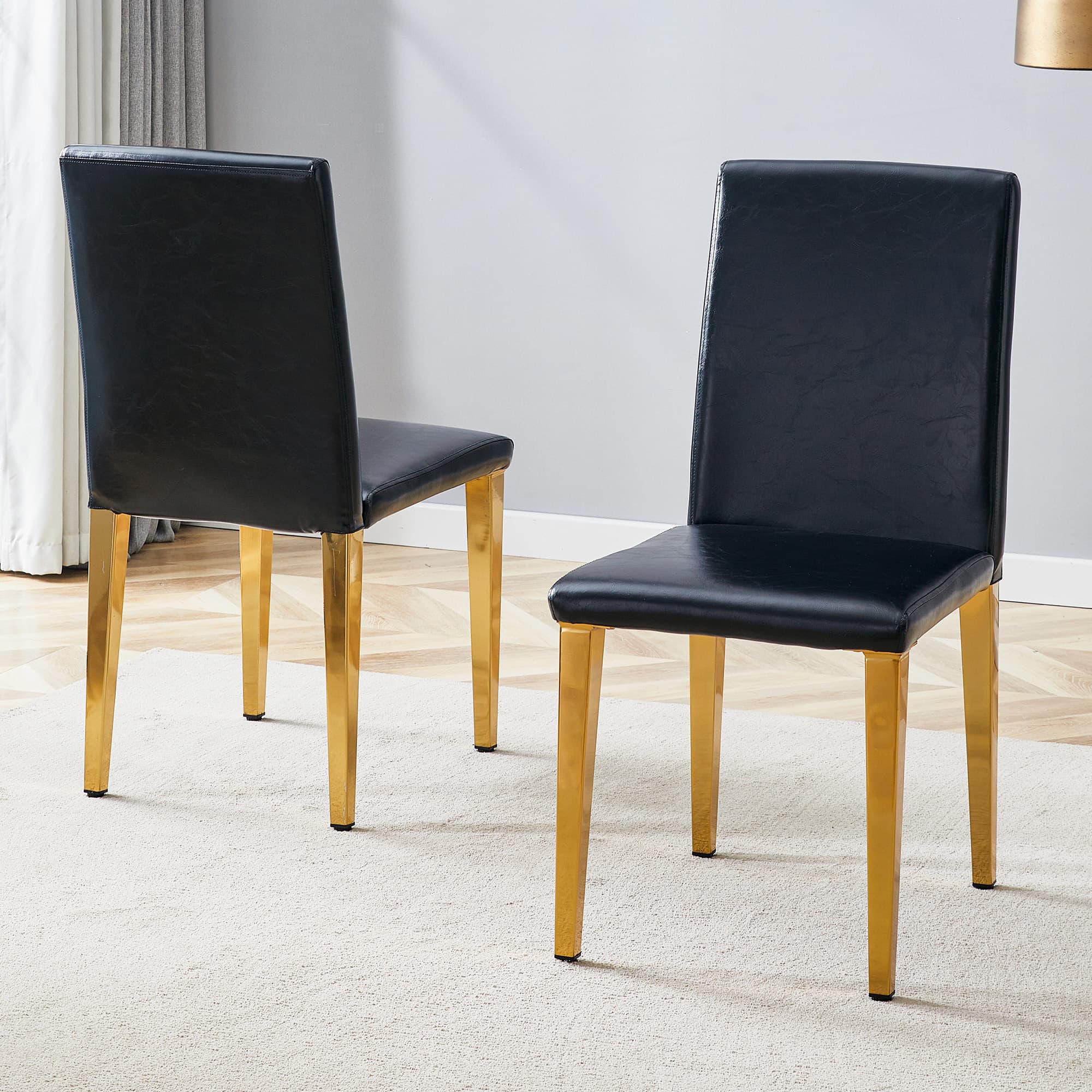 2er-Set Esszimmerstühle Schwarz und Gold