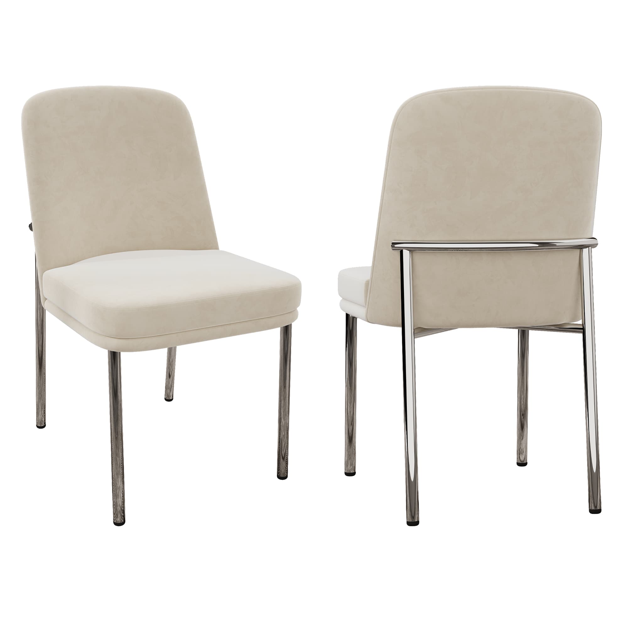 Set di 2 sedie da pranzo in velluto beige
