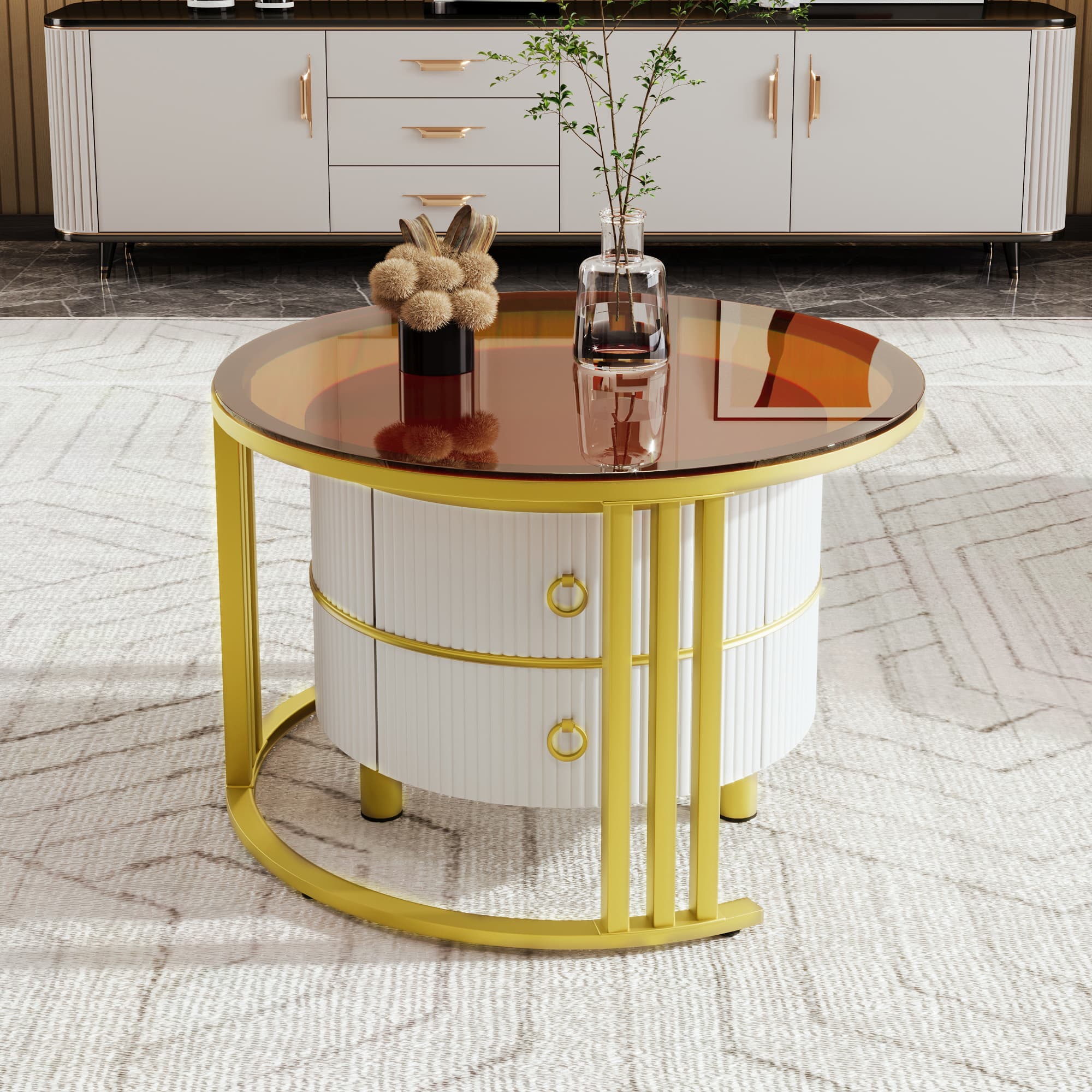 2-in-1 Couchtisch Set aus MDF mit Schubladen