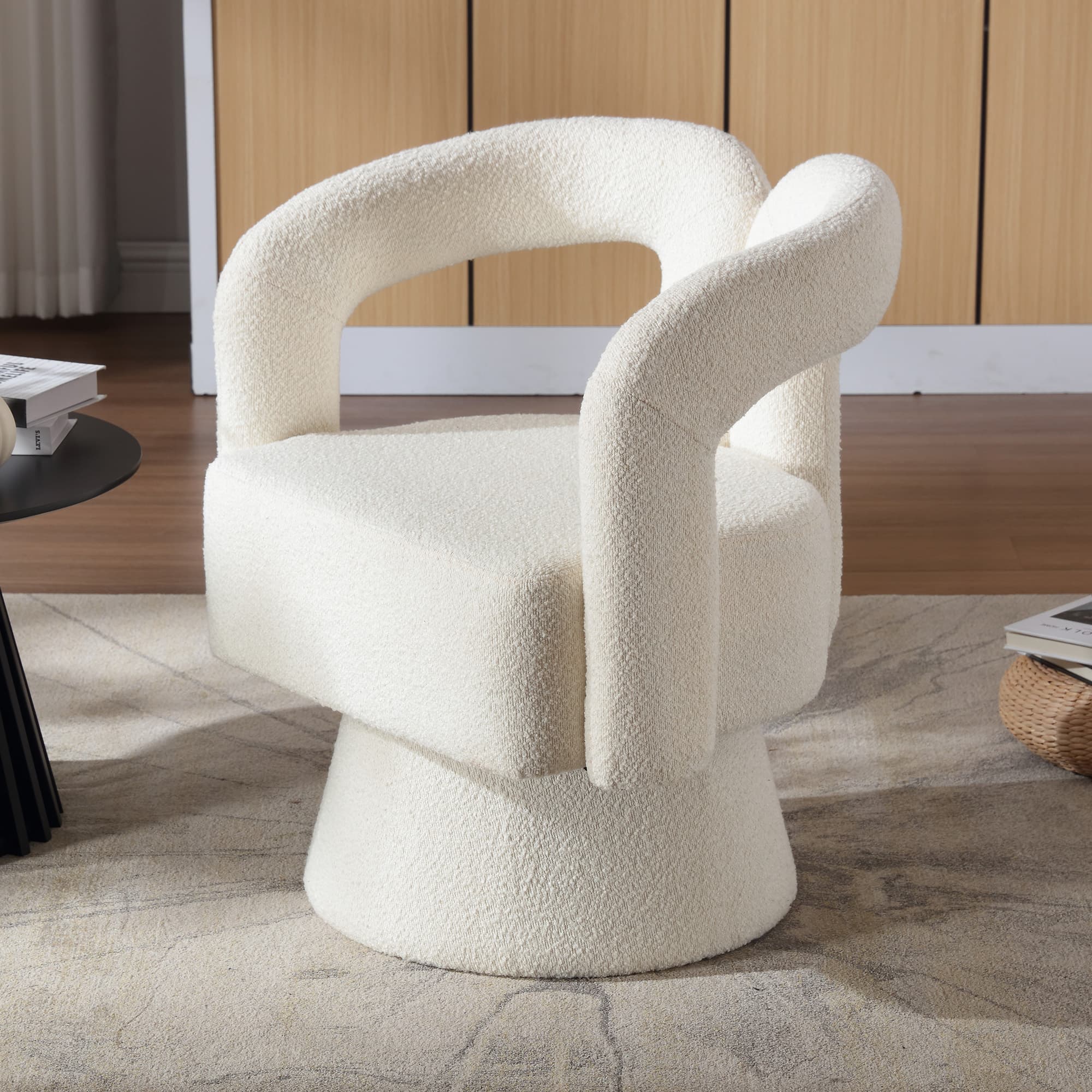 Drehbarer Sessel mit breiter Polsterung, rund