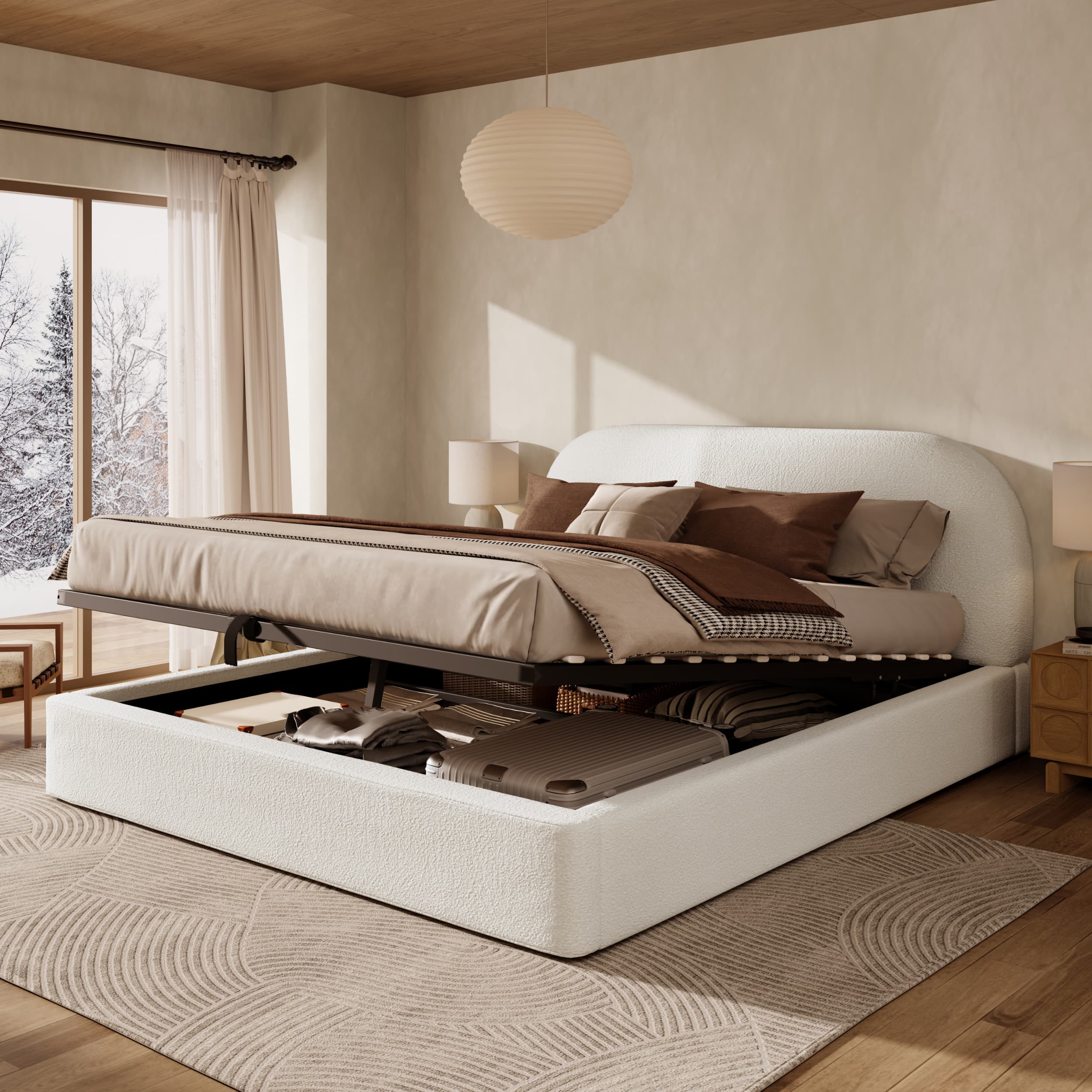Gepolstertes Doppelbett 160 x 200 cm mit Stauraum
